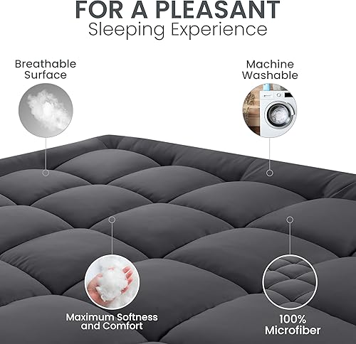 Miniatura 22 de Utopia Bedding Protector de colchón tamaño King, protector de colchón acolchado de alta calidad, funda de bolsillo profundo que se estira hasta 16