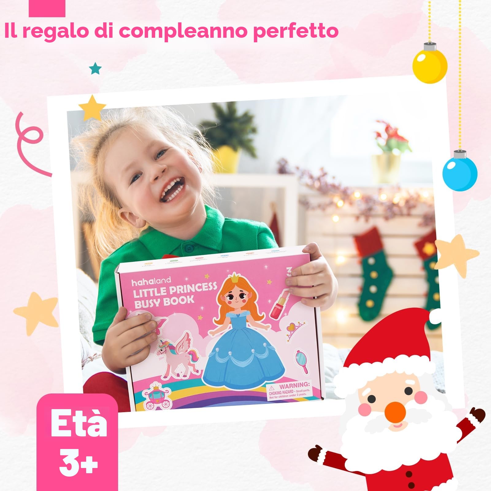 hahaland Busy Board Principessa Bambina - Libro Interattivo Pannello di Feltro Montessori Book - Giochi attività Tavolo Bimba Regalo di Compleanno 3-5 Anni | Regalo per bambina di 3 anni, giocattolo da viaggio per bambini in feltro silenzioso per attività
