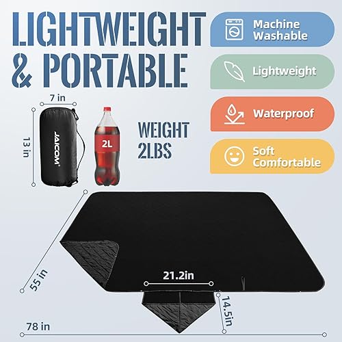 Miniatura 2 de JAICOM Manta grande para exteriores, mantas de camping para clima frío, impermeable, resistente al viento, con capucha, para estadio (79 x 55