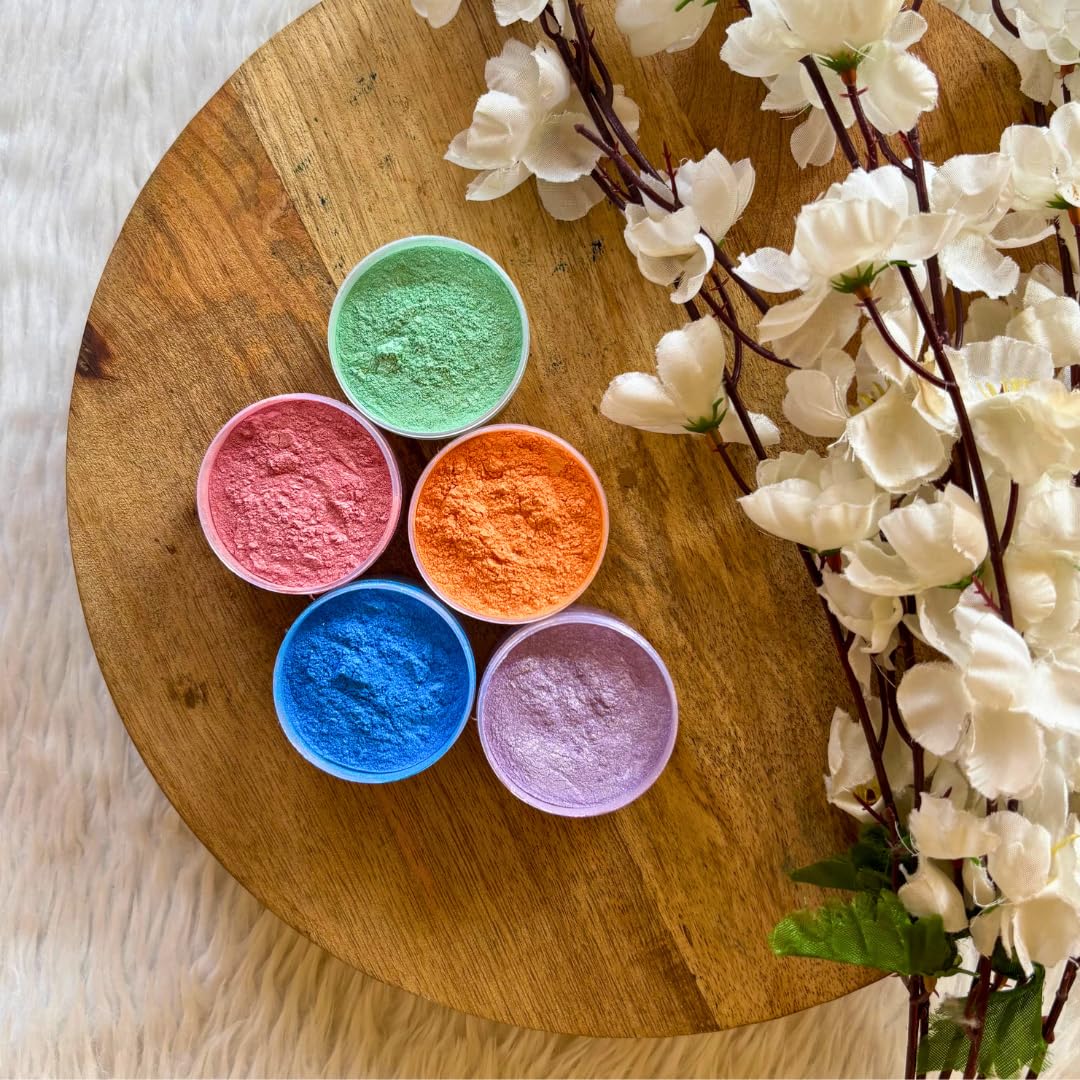 ARTLIA Non-Toxic Mica Pastel Tone for Epoxy Resin, Soap Making, Nail Art, Candle Making, Bath Boms, DIY Arts & Crafts - 5 gm Each (Pack of 5)