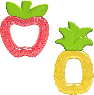 Dr. Brown's AquaCool Water-Filled Cooling Teether Toy, Apple Pineapple Shapes, BPA-Free Sore Gums Relief, 3m+ 2-Pack