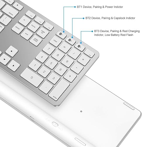 Miniatura 3 de OMOTON Teclado Bluetooth compatible con Mac, con teclado numérico, teclado inalámbrico recargable compatible con MacBook ProAir, iMac, Mac miniPro