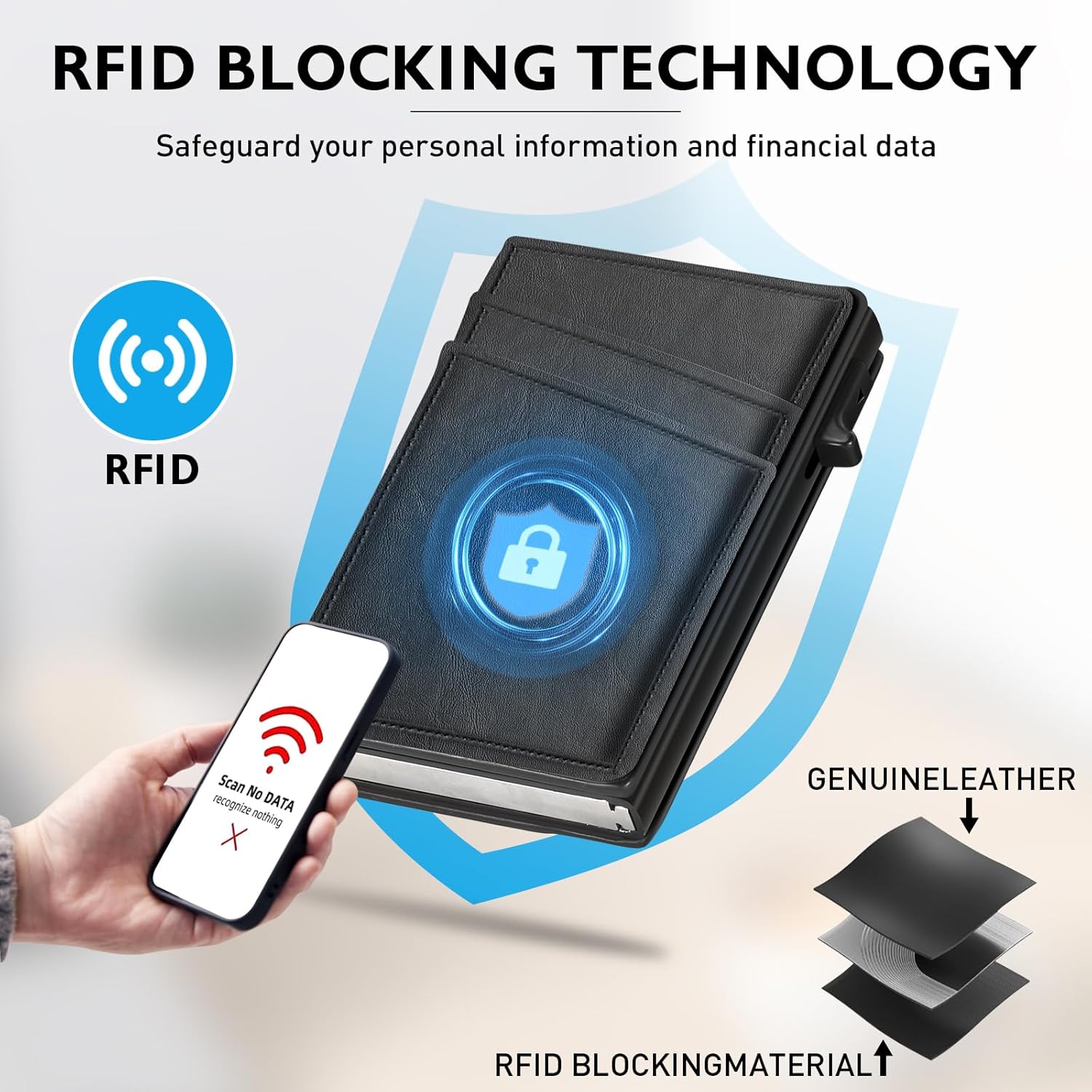 MIAOKE 9-14 Card Capacity Men's Slim Wallet, Leather RFID Blocking Card Holder with ID Window, Stylish, Compact, Minimalist, Ultra-Thin, Front Pocket - Image 3