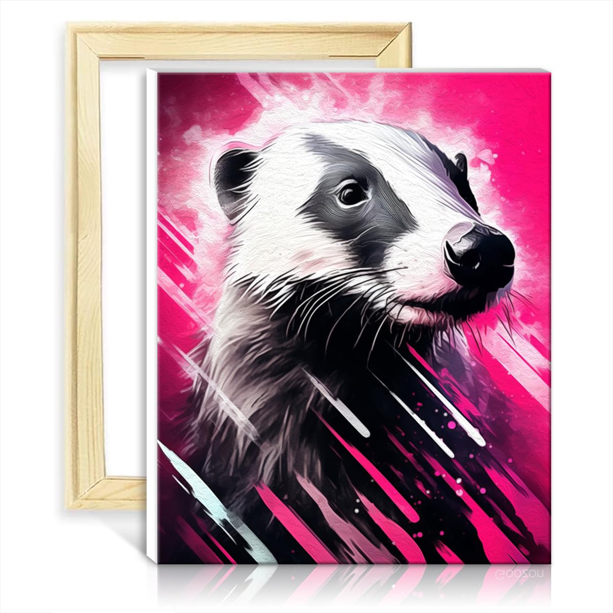 TANGFEIY On Canvas Painting by Numbers Animals Honey Badger DIY Paint by Numbers Adults Beginner with Brushes and Acrylic Pigment on Canvas No Frame(40x50cm)