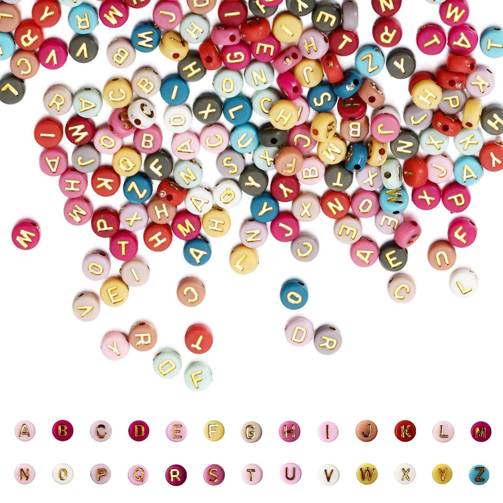 1100 Pièces Perles Lettres Ronde, Perle Lettre Doré, Perle