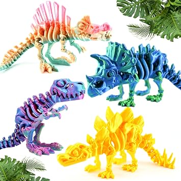 4PCS 3D Printed Dinosaur Skeleton for Adults ADHD, Autism