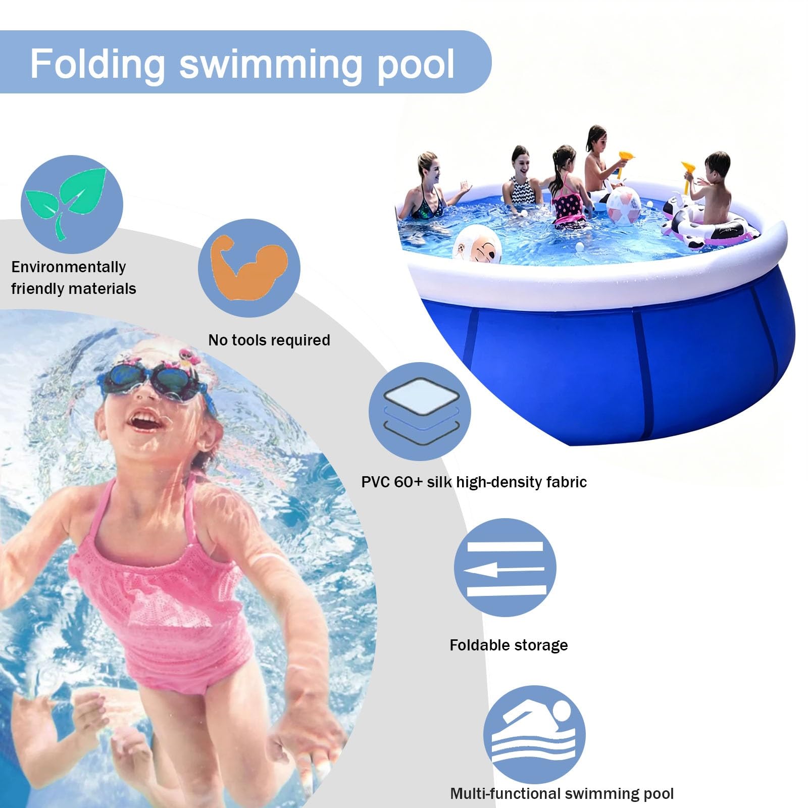 Piscine Gonflable Piscine Gonflable Ronde De 180 À 450 Cm Grande Piscine Gonflable pour Adultes Pataugeoire Ronde Pliable pour Jardin Et Extérieur(366 * 76cm)