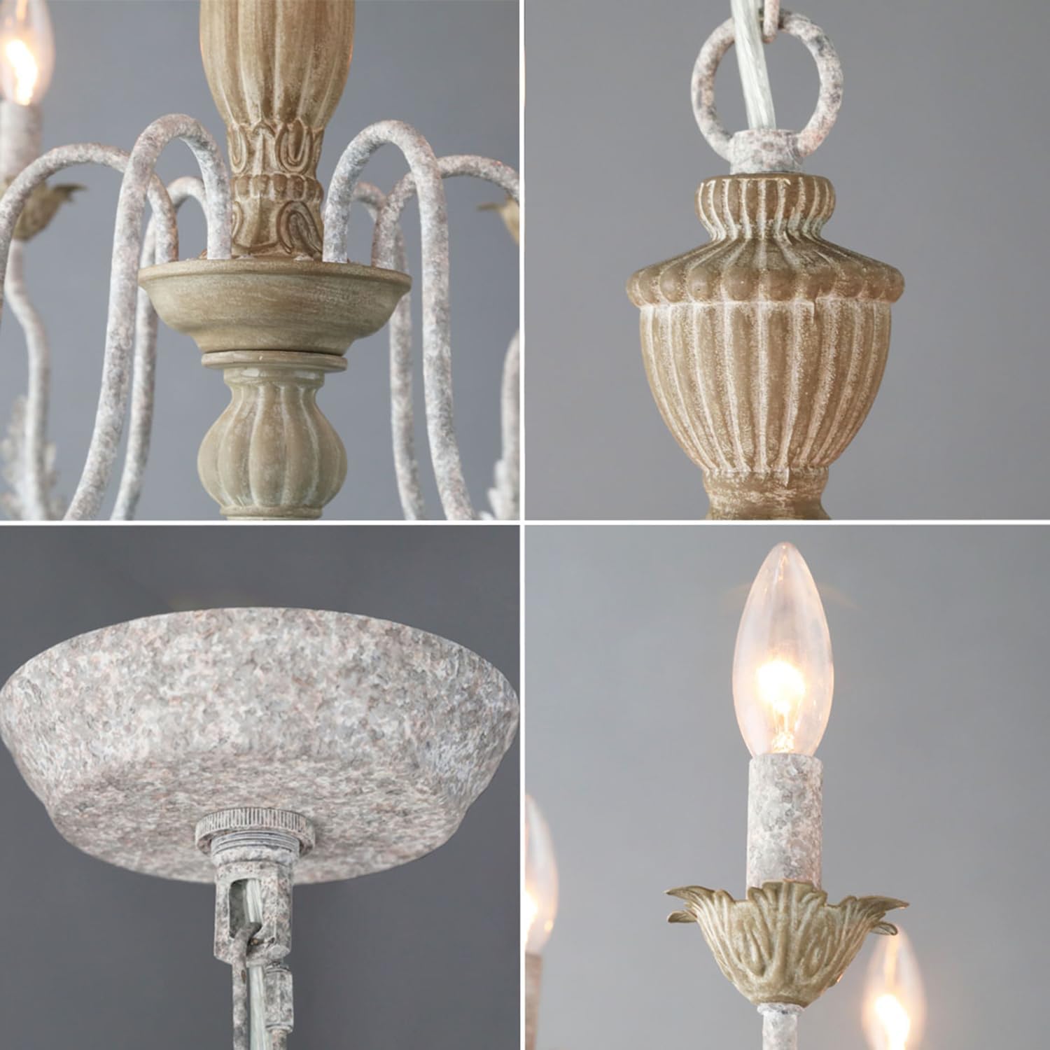 French Country Chandelier,6-Light Distressed Antique Brown Metal Farmhouse Chandelier for Dining Room Light Fixture Candle Pendant Light Fixtures Hanging for Kitchen Island Living Room Bedroom