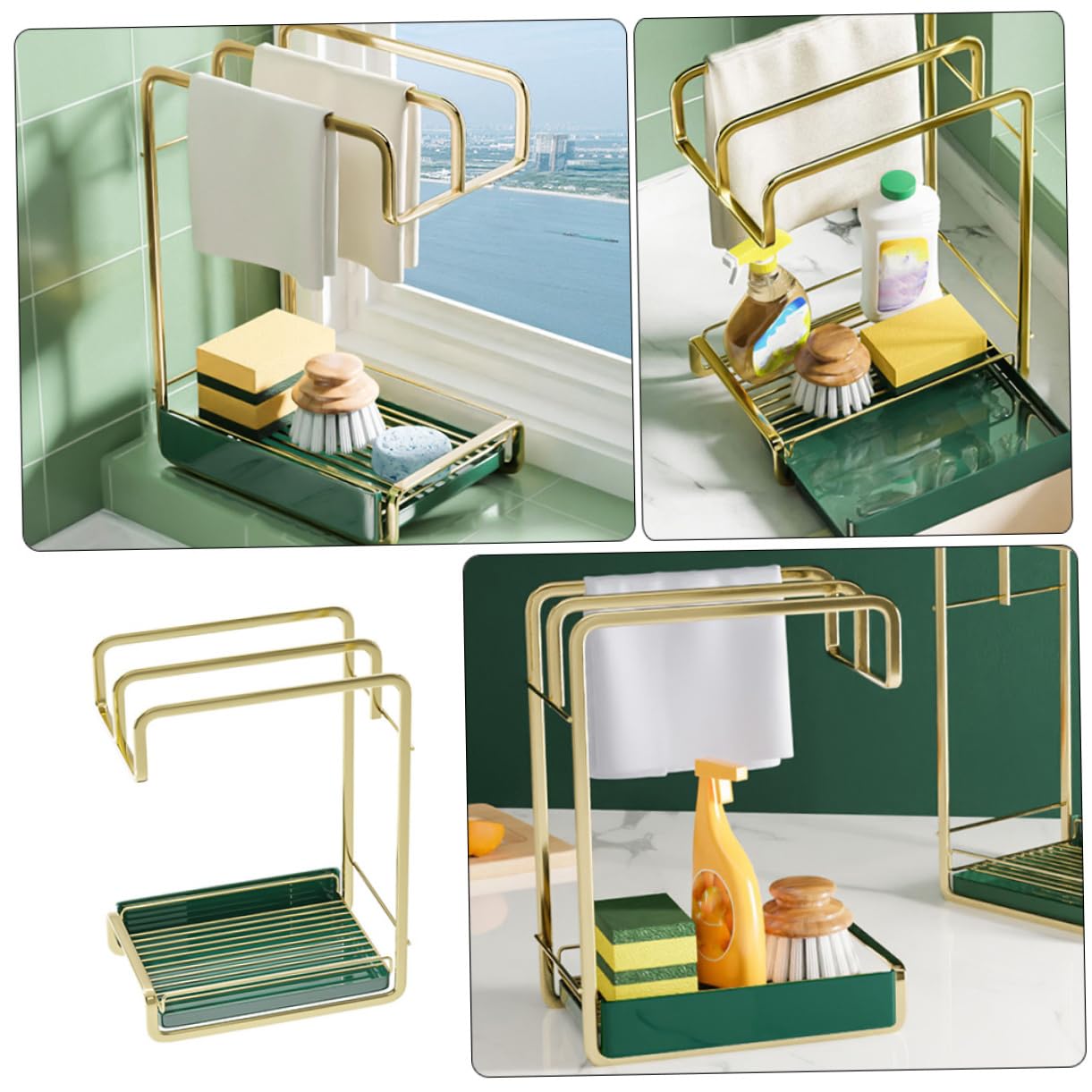 MAGICLULU Porta Spugne Vassoio di Scolo, Supporto da Parete per Cucina, Organizzatore per Utensili da Lavello in Ferro e Plastica Stile Creativo