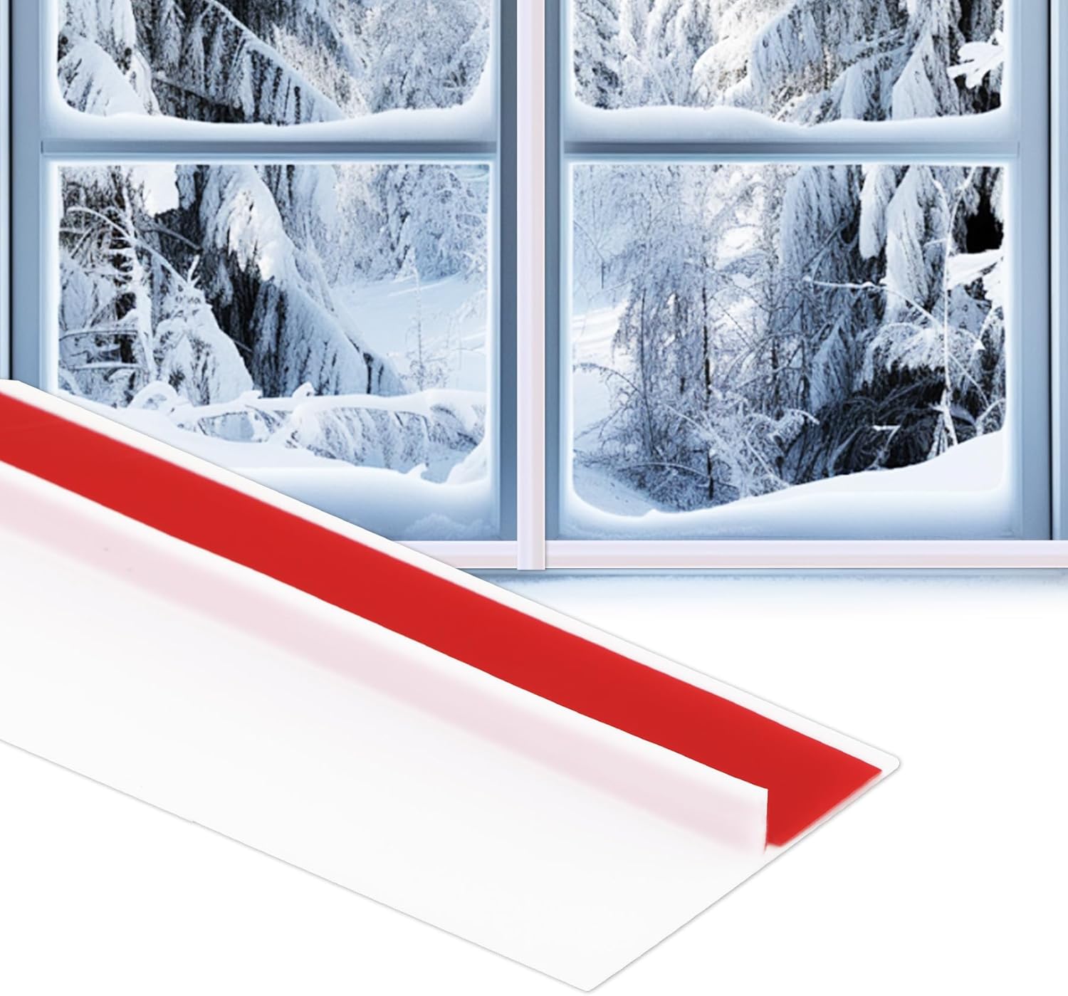Soengsau T-Shaped Silicone Weather Stripping Draft Stopper, 122" L x 1.97" W Self-Adhesive Seal Strip for Shower Door Gaps, White