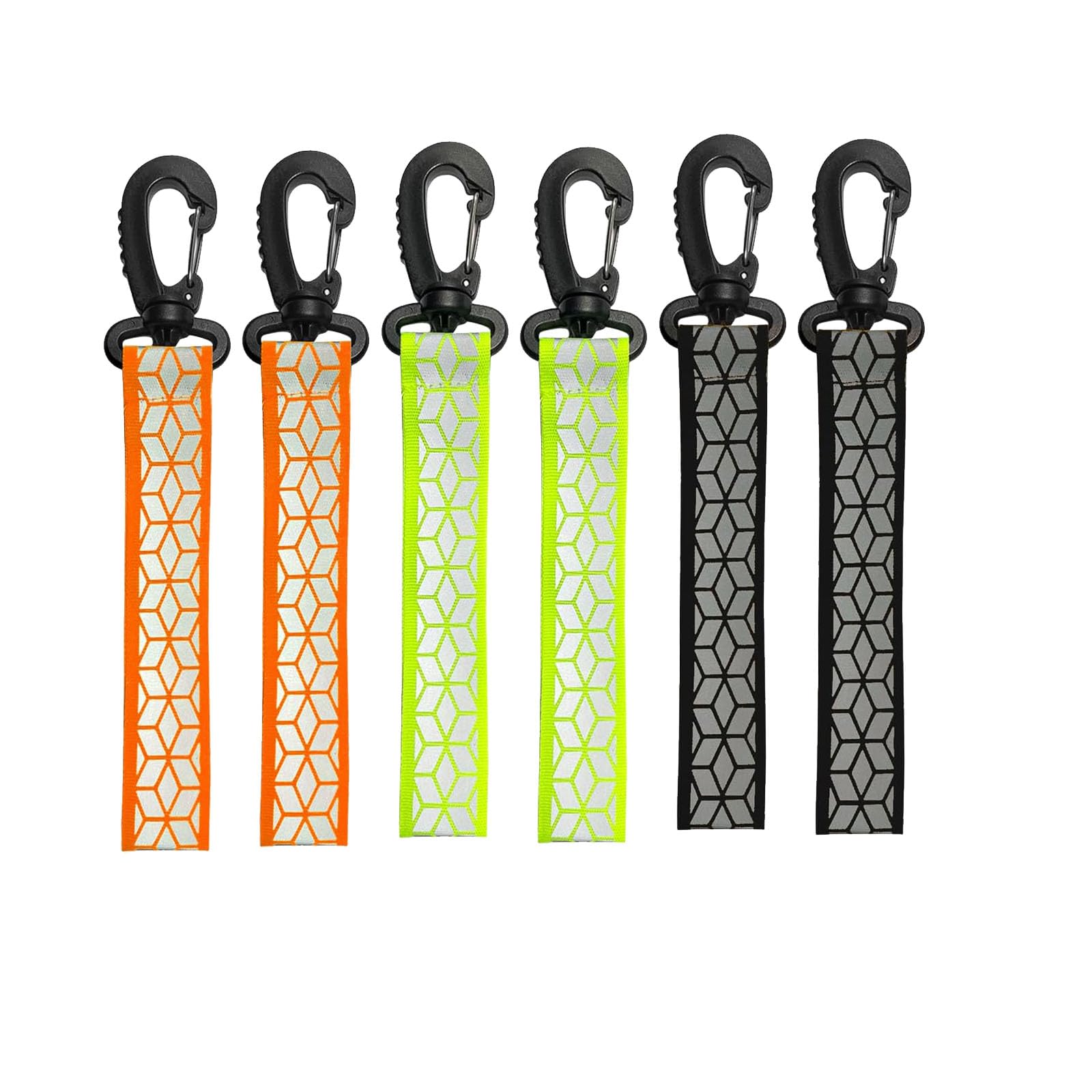 Solvind 6Pcs High Visibility Safety Reflector Pendants, 3 Colors Reflective Keyrings with Metal Chains, Waterproof for Backpack Cycling Walking Running