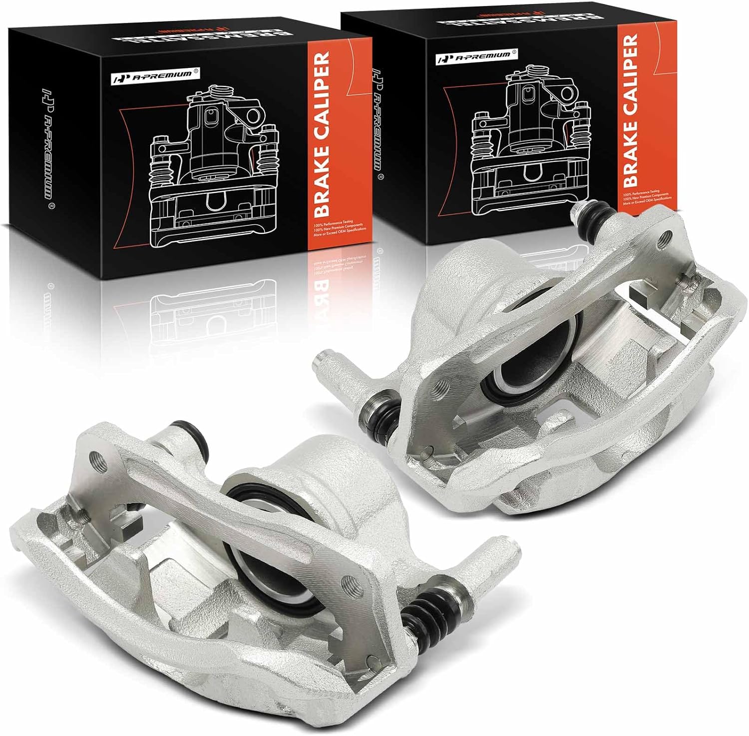 A-Premium Disc Brake Calipers Assembly with Bracket Compatible with Hyundai Accent 2000-2005, Excel 1990-1994, Scoupe 1991/1993-1995 & Mitsubishi Precis - Front Driver and Passenger Side, 2 Pcs