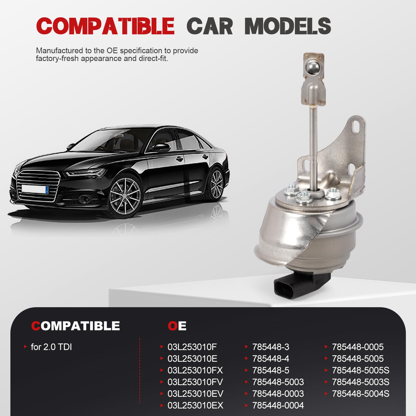 KASturbo - Actuador de turbocompresor para Passat CC Golf VI Caddy, Seat Alhambra Altea Leon, A3 Q3 TT 2.0 TDI Turbocompresor Actuador de repuesto 03L253010F