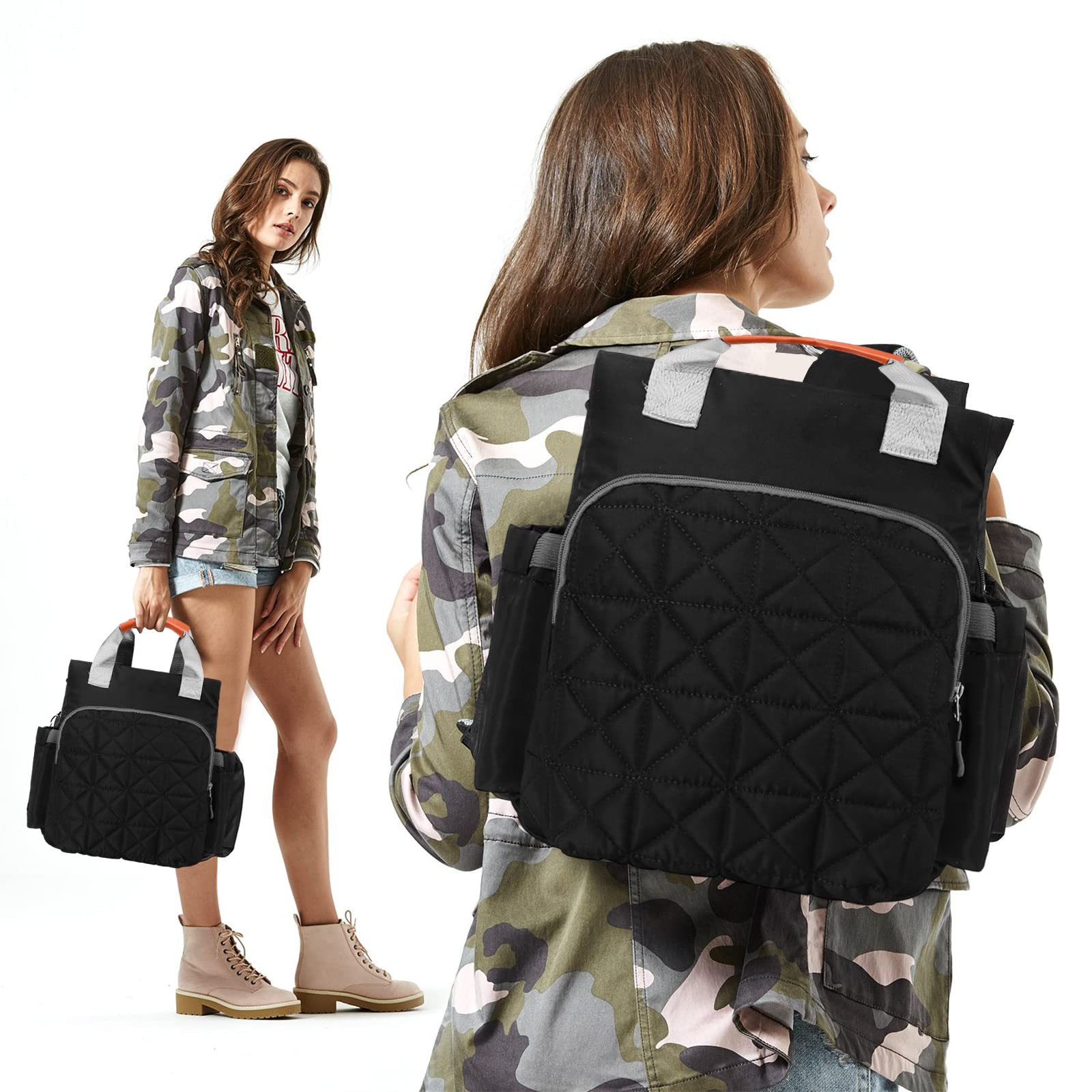 SONARIN Zaino Fasciatoio Multifunzione,Borsa Fasciatoio Borsa per Pannolini Zaino Mamma Zaino Fasciatoio da Viaggio Grande Capacità Impermeabile con Fasciatoio e Ganci per Passeggino(Nero)
