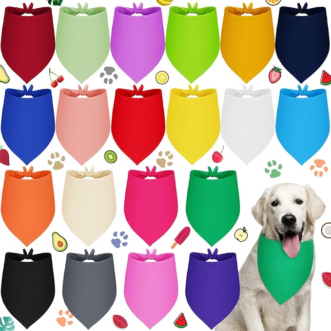 Saintrygo 20 Pcs Plain Dog Bandanas Bulk for Dogs Puppy