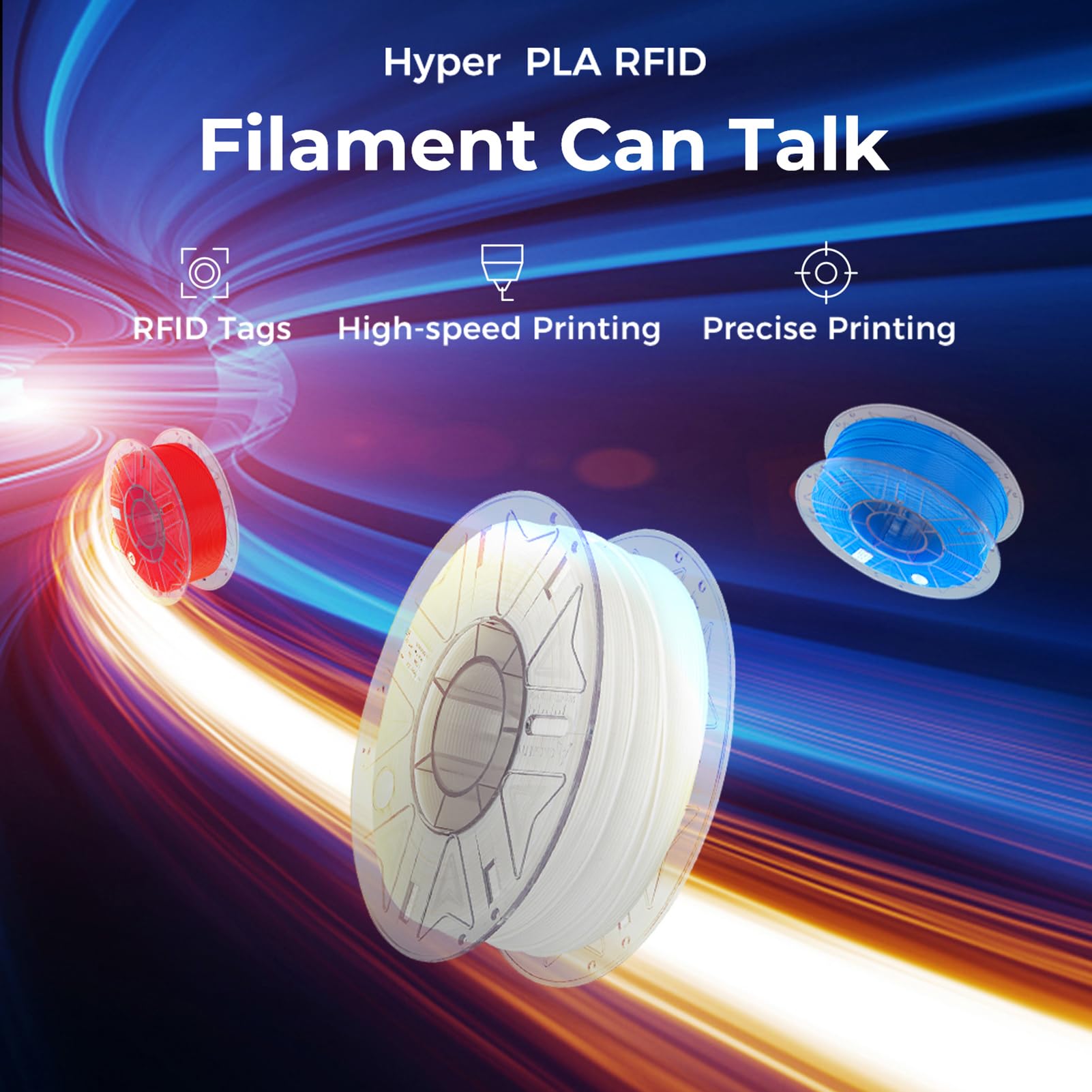 Filament Hyper PLA 1Kg, materiał do Drukarki 3D do Szybszego Druku, Wentylator PLA, Czarny, Biały, Czerwony, Niebieski