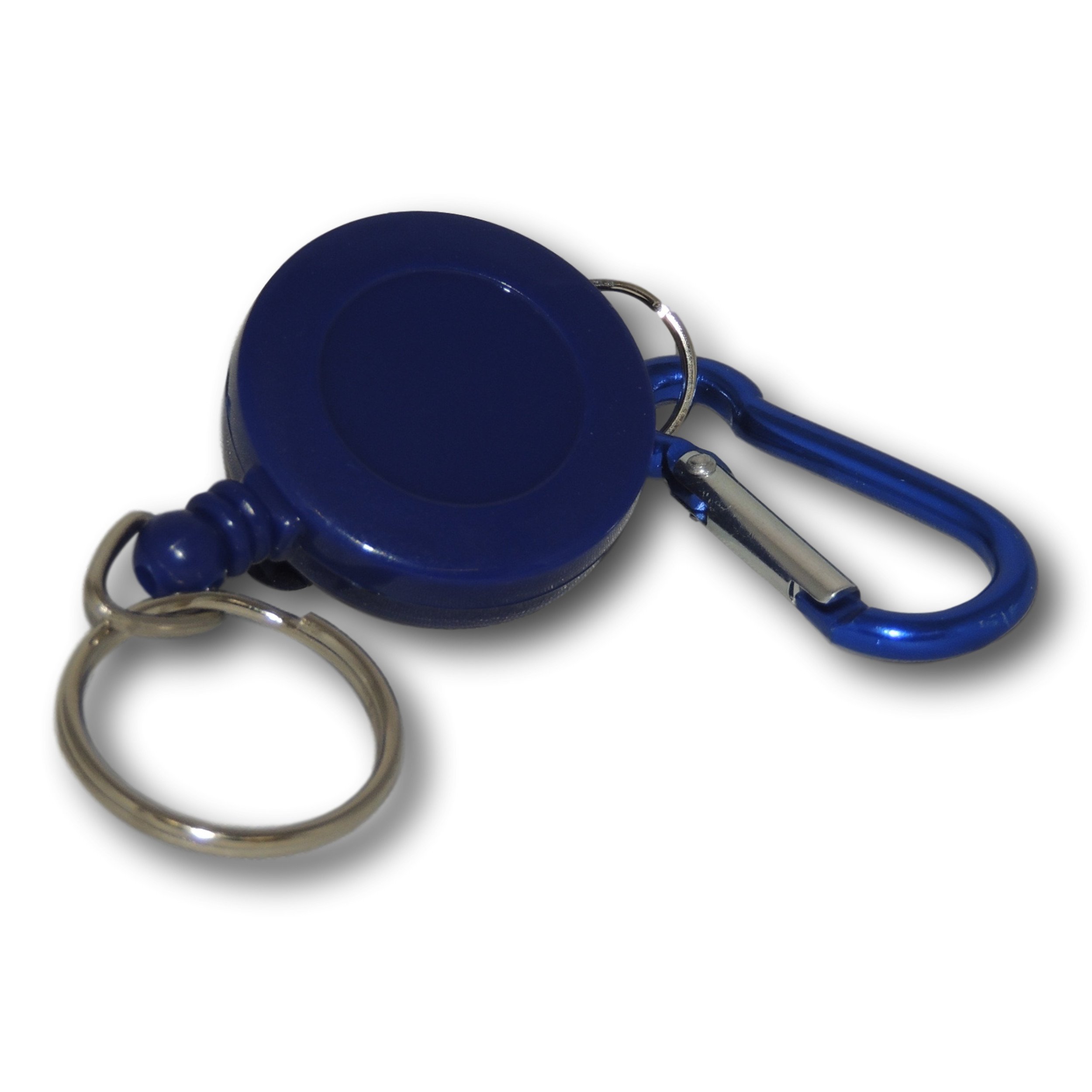 EPOSGEAR Retractable Reel Recoil Pull Key Ring Chain Cord Carabiner Belt Clip Ski Pass ID Card Badge Holder (5 Pack, Blue - Keyring)
