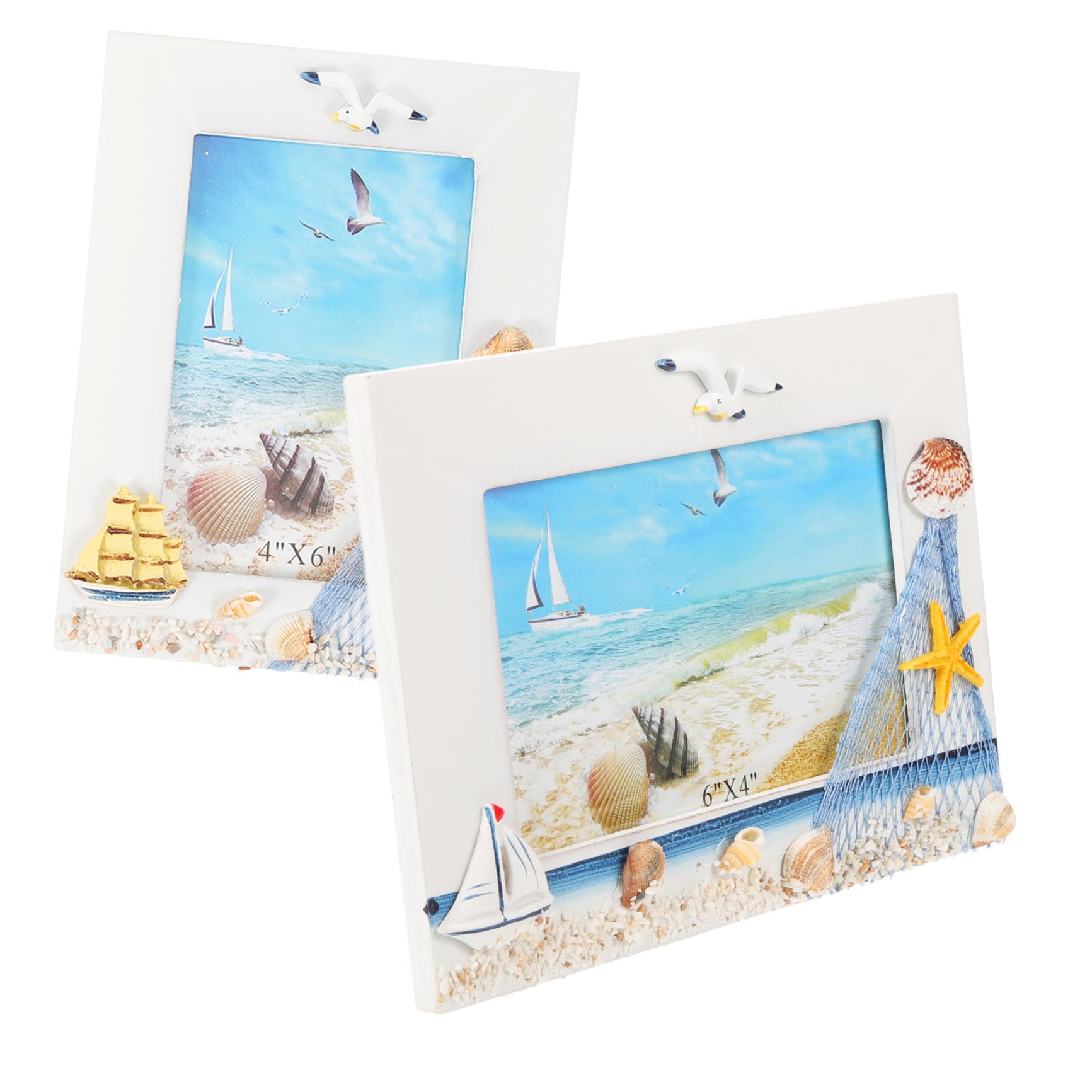 Cadres photo en bois de style méditerranéen pour bureau avec protection 2 pièces