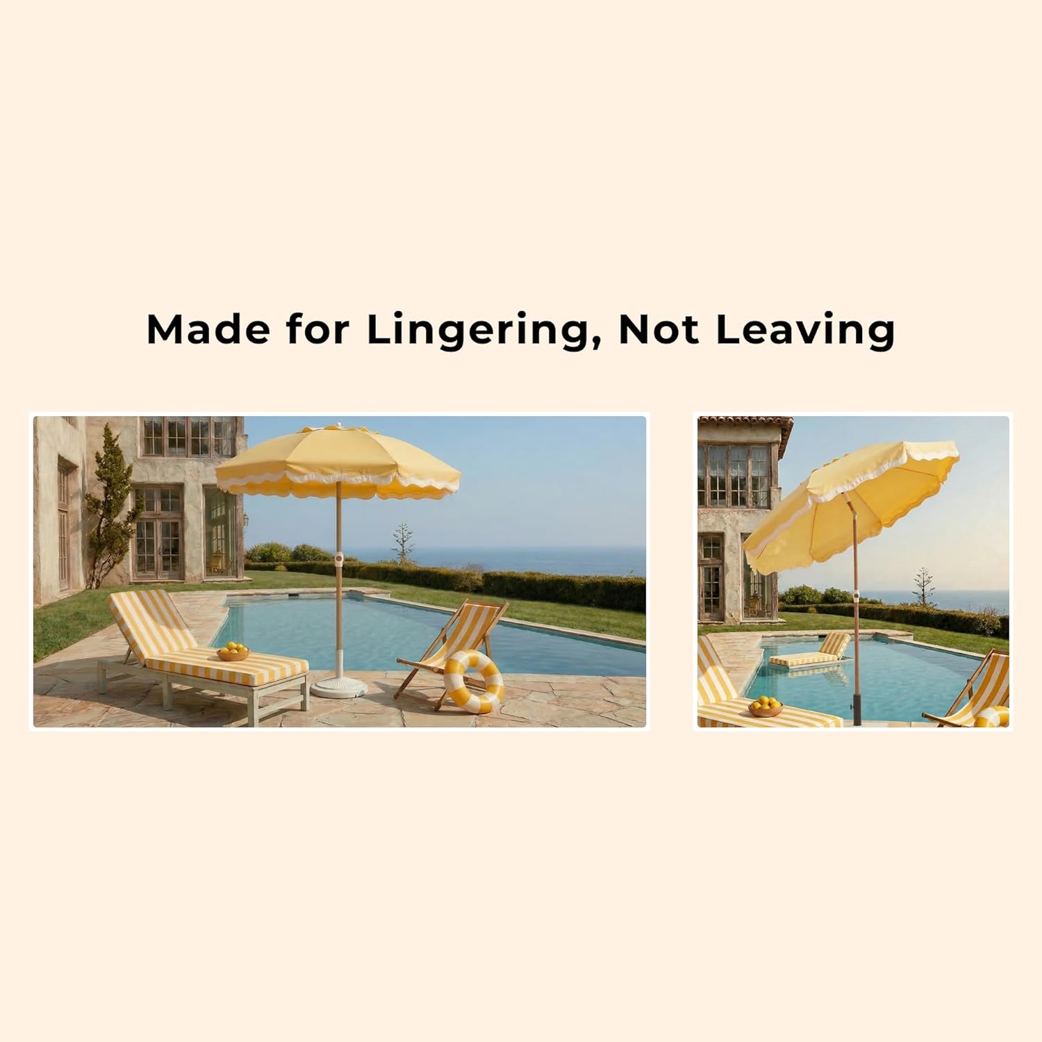 6FT Patio Beach Umbrella for Outdoor, UPF 50+ Sun Shade for Patio, Backyard, Garden, Pool and Beach, Tilt Adjustable, Portable, Harbour Mimosa