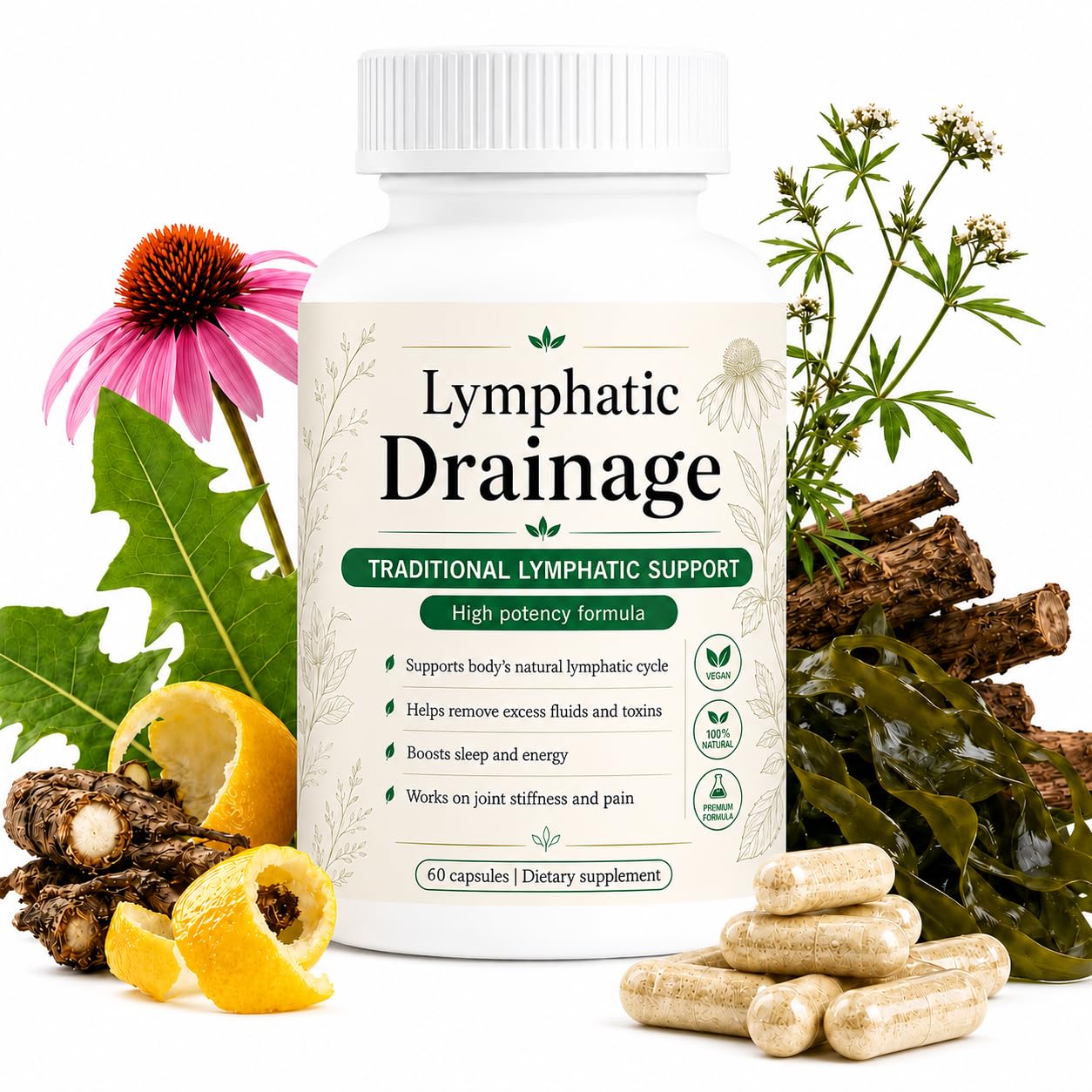 Amazon.com: Megacephalus Lymphatic Drainage Capsules, Natural