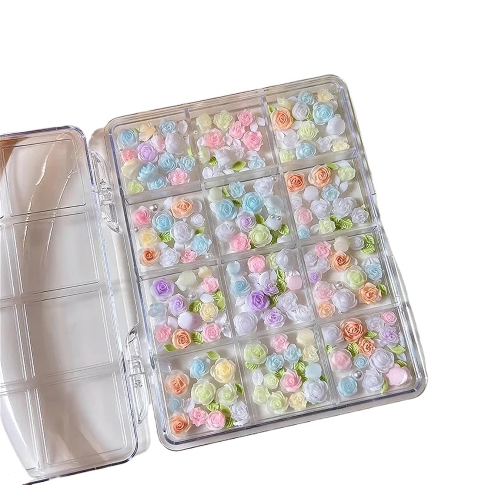 2 Boxes Nail Charms Resin Rose Butterfly Mixed Camellia Pearl Dopamine Spring Summer Art Decorations(12KH-57)