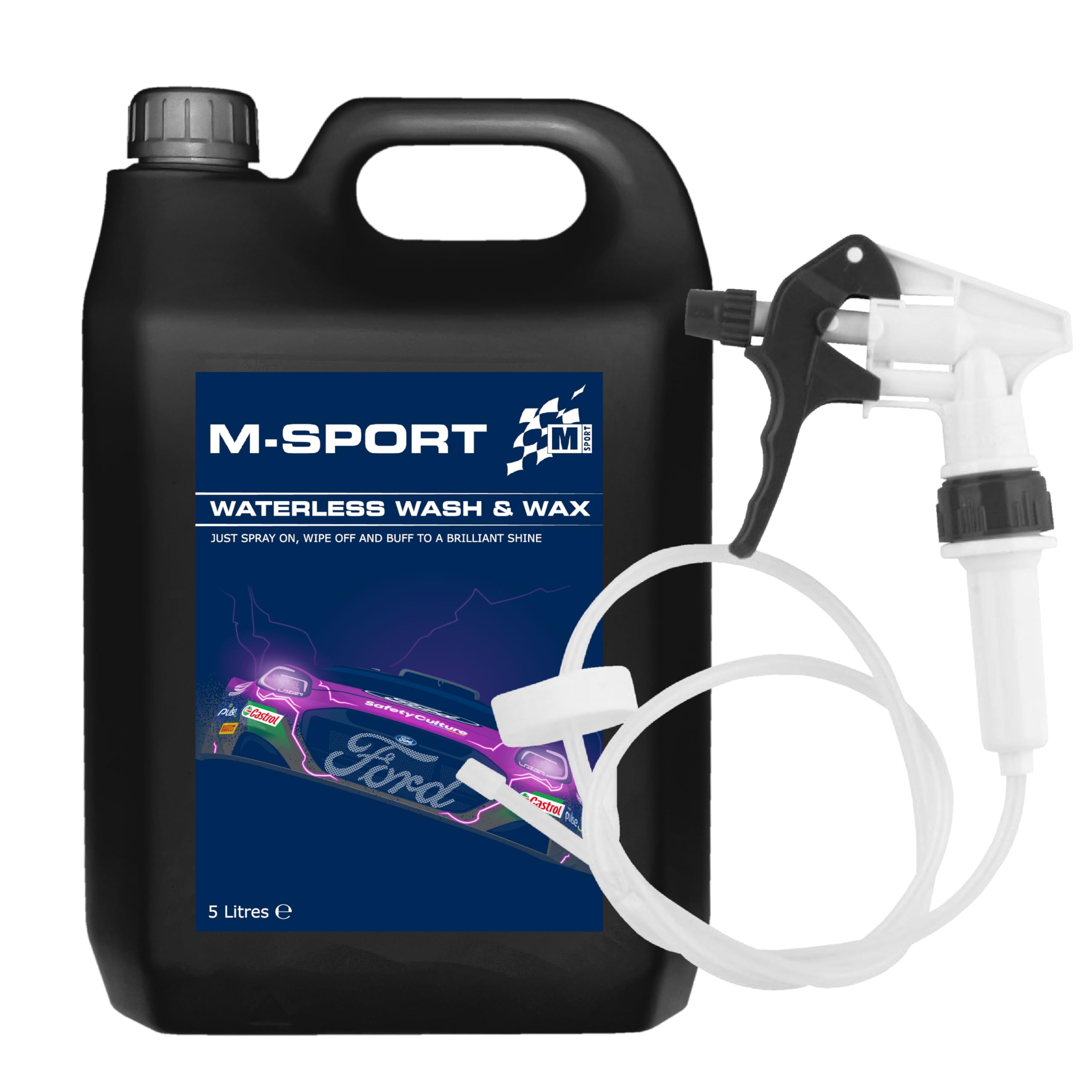 M SPORT Waterless Wash & Wax 5L + Long Hose Trigger – Clean, Polish and Protect Without Water – Safe On Paintwork And Glass – Premium Quality – Wash A Full Car In Minutes