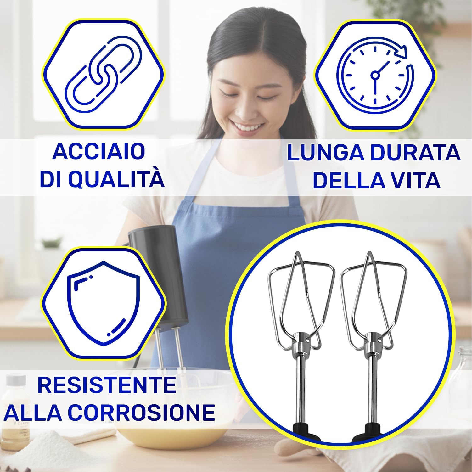 MONTERAL 2 Pezzi Fruste per Sbattitore Elettrico con Codice Originale MS-652993 MS652993 per Krups Mixer Mano F6081431 F6085811 GN9101 GN9121 3Mix 7000 3Mix 9000 Handmixer - Garanzia di 10 Anni