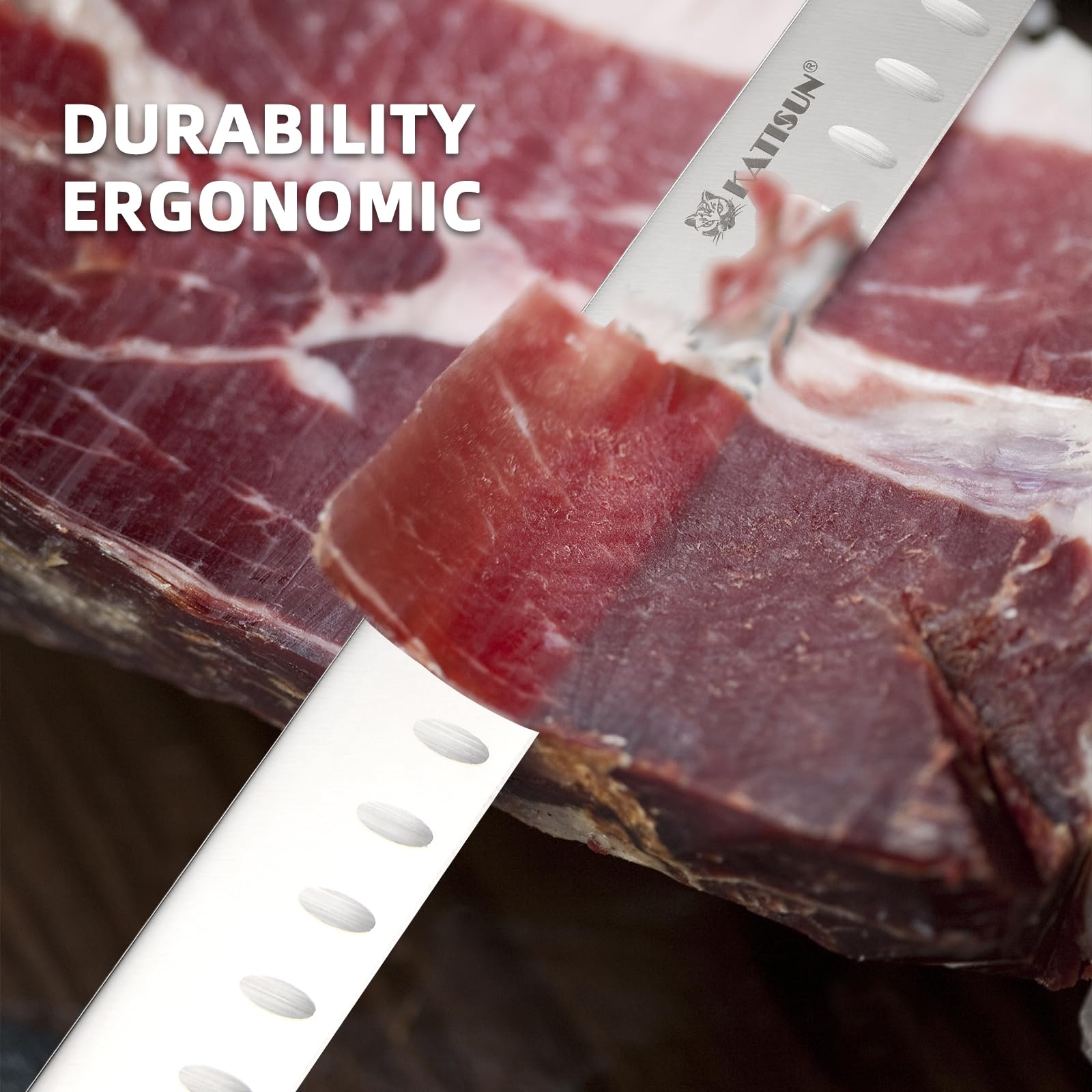 Brisket Knife, 12 Inch Carving & Slicing Knife for Meat Cutting, BBQ, Razor Sharp German Steel, Sheath Included, Ergonomic Handle Design, Grilling Gifts for Men — Amazon image 6