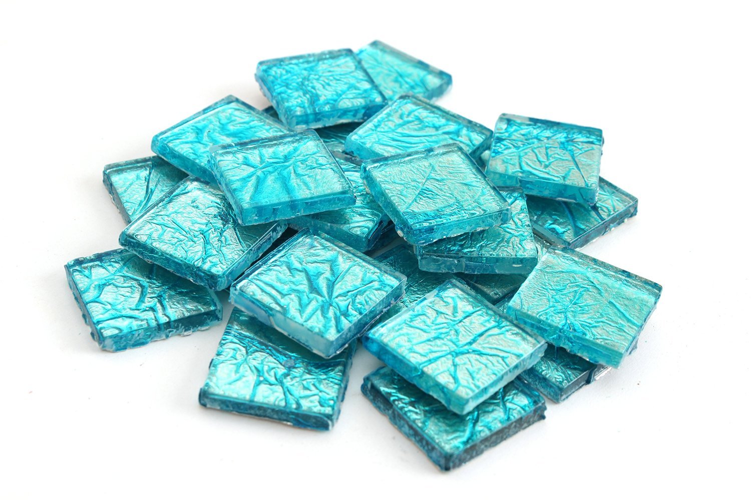 Milltown Merchants 3/4 Inch (20mm) Foil Mosaic Tile, 1 Pound (16 oz. Bag) (1 Pound, Light Blue)