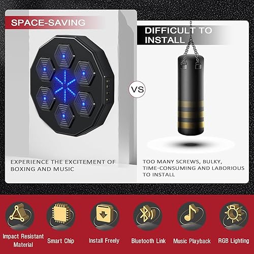Miniatura 3 de Máquina de boxeo de música inteligente con Bluetooth, soporte de pared para el hogar, boxeador electrónico de enfoque inteligente para entrenamiento