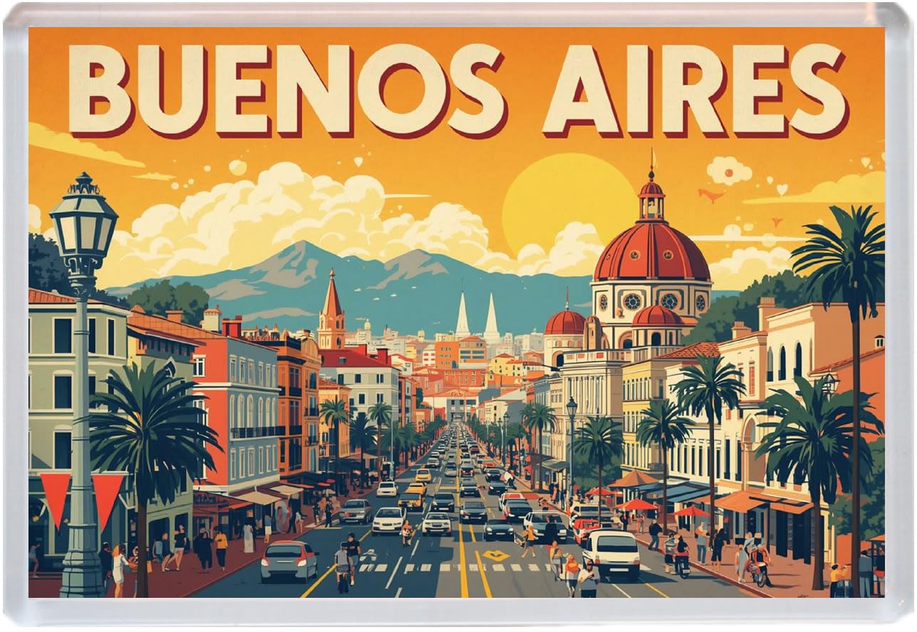 Baked Bean Store Multicolor Buenos Aires - Argentina - Jumbo Artistic Fridge Magnet 96 X 67Mm Bbsfhm3171