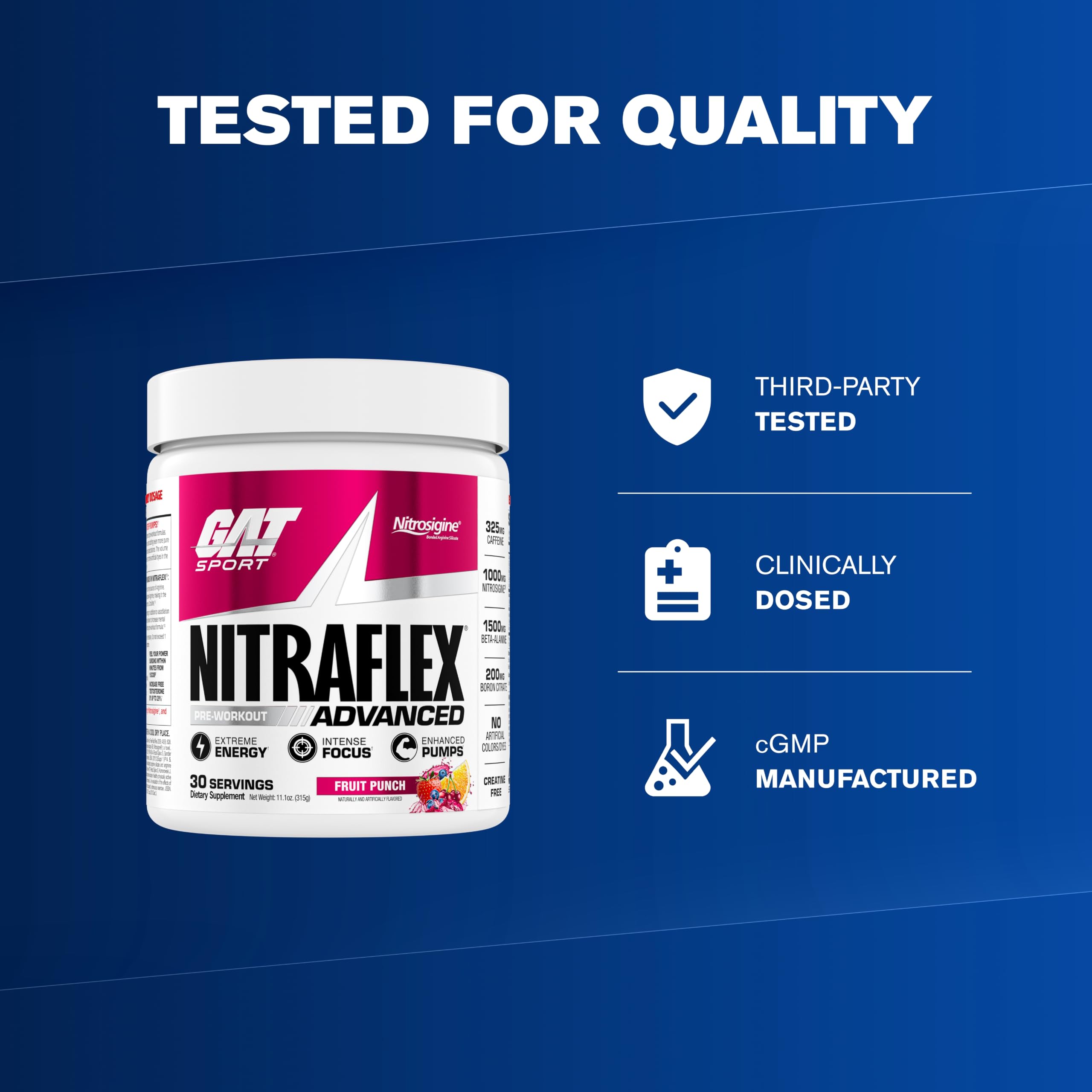 GAT SPORT NITRAFLEX Advanced, Fruit Punch, 11.1 oz (30 Servings) — Amazon image 4