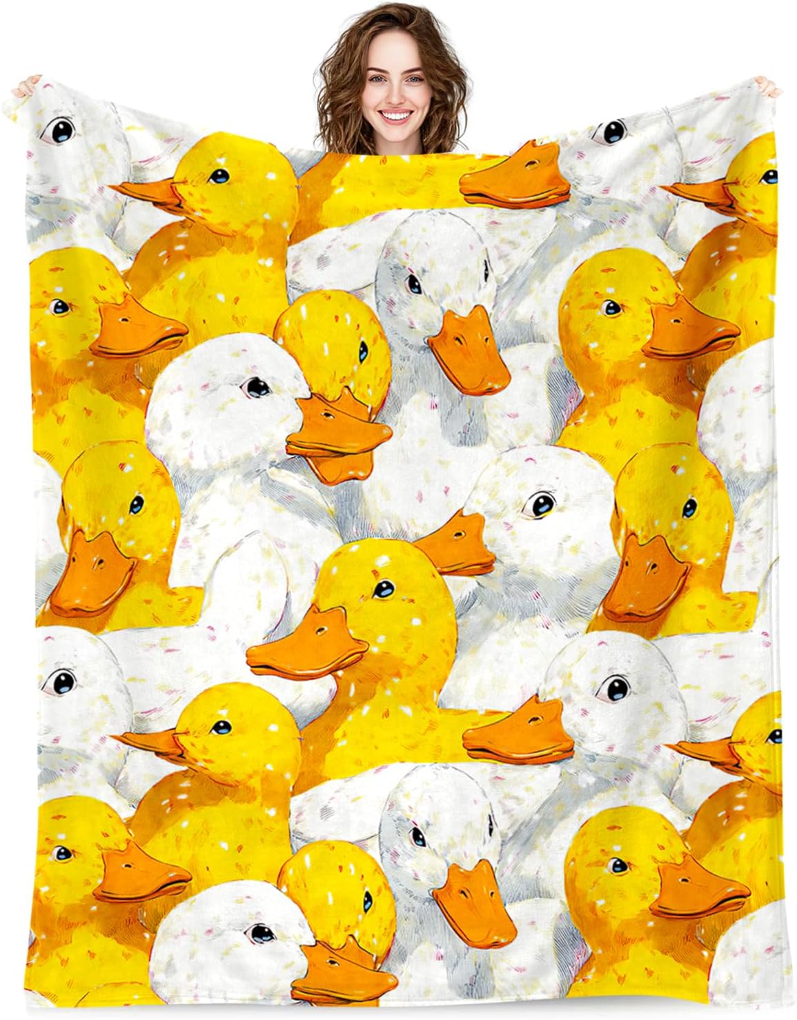 Duck Blanket for Women Men Girls Boys Kids, Super Soft Funny Cute White Yellow Ducks Stuff Decor Throw Blanket Gifts for Duck Lovers, Warm Cozy Plush Fleece Flannel Blankets 50"X40" for Couch Bedding - Image 2