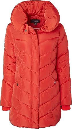 Sportoli Womens Winter Fleece Lined Chevron Quilted Puffer Jacket Coat with Hood