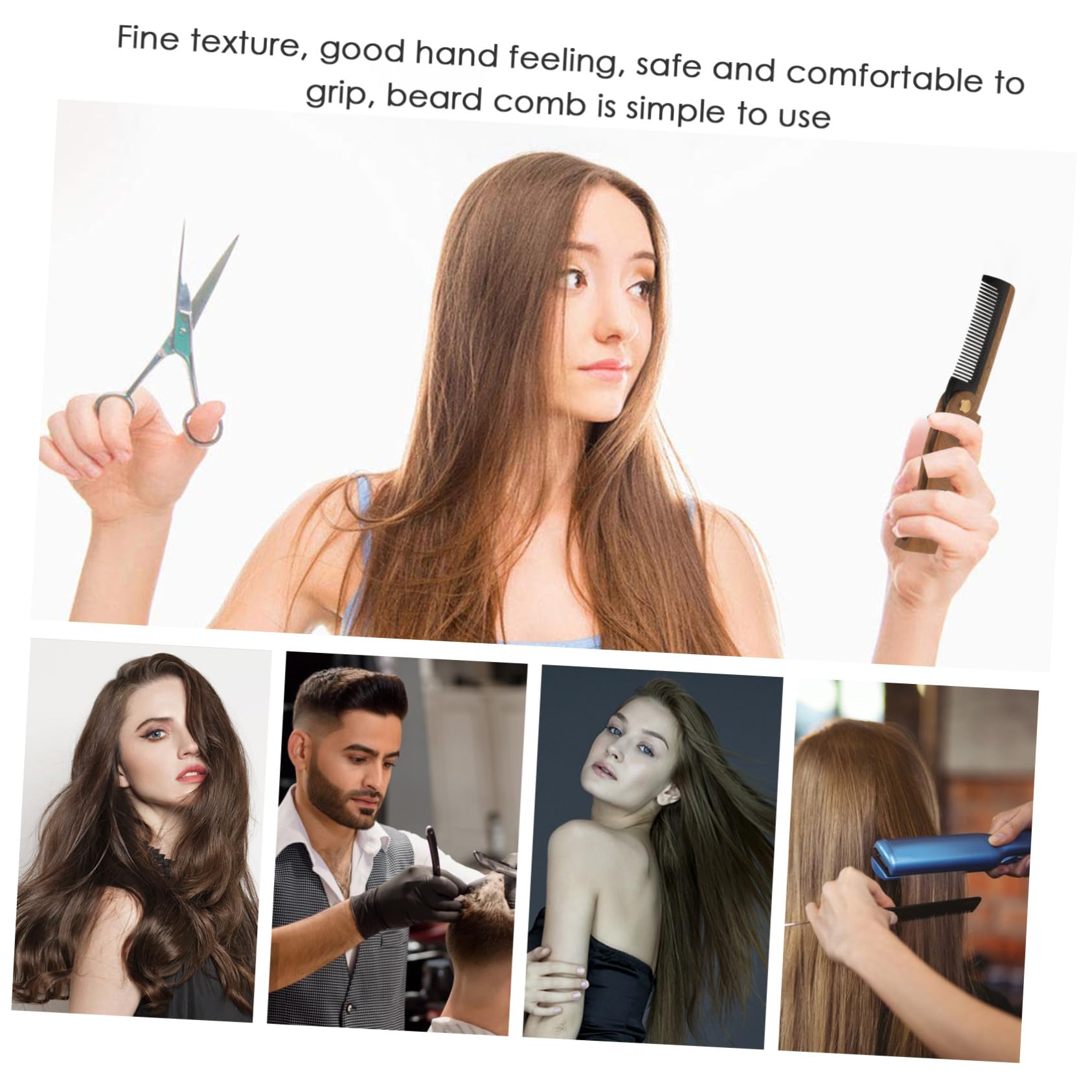 OSOLADY Wooden Beard Comb for Men Portable Small Mustaches Comb Ox Horn Folding Hair Styler Gentle Travel Grooming Tool