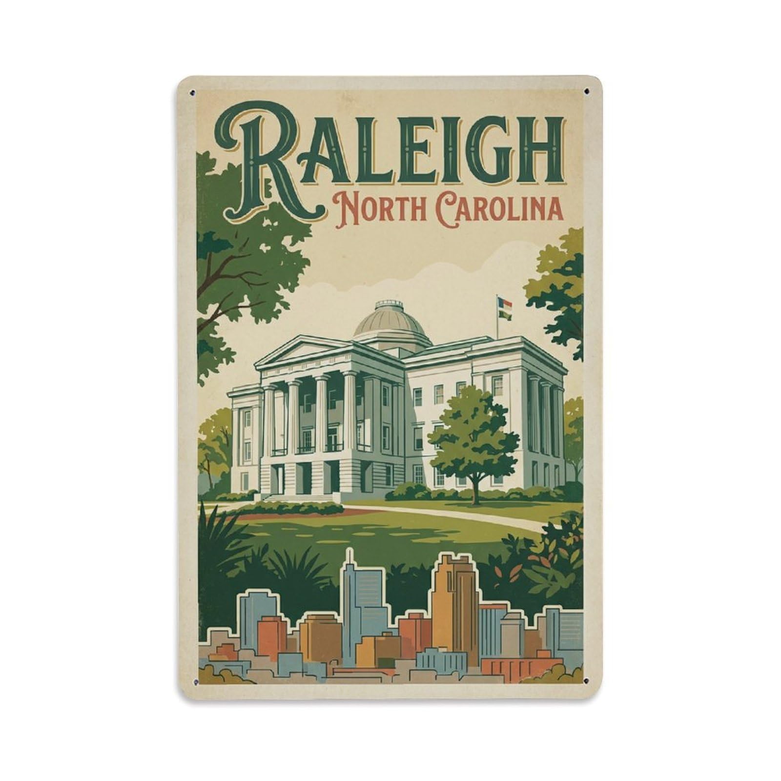 Xanthor Style Vintage Travel Usa Raleigh Metal Tin Sign