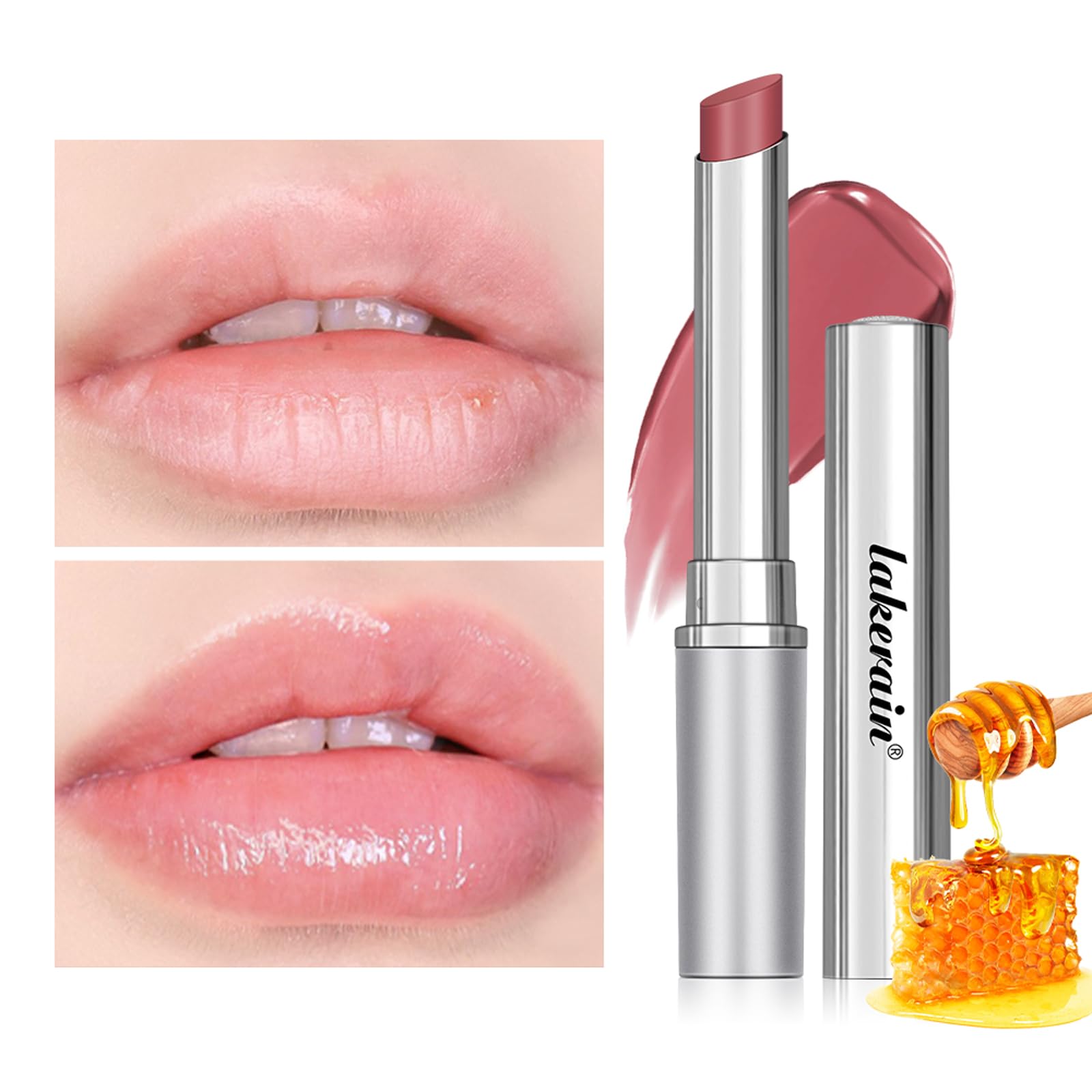 Honey Lipstick, Pink Hydrating Tinted Lip Balm for Dry Lips Nourishing Lip Balm Natural Black Cherry Tint Lipstick Lip Care Makeup - Image 2