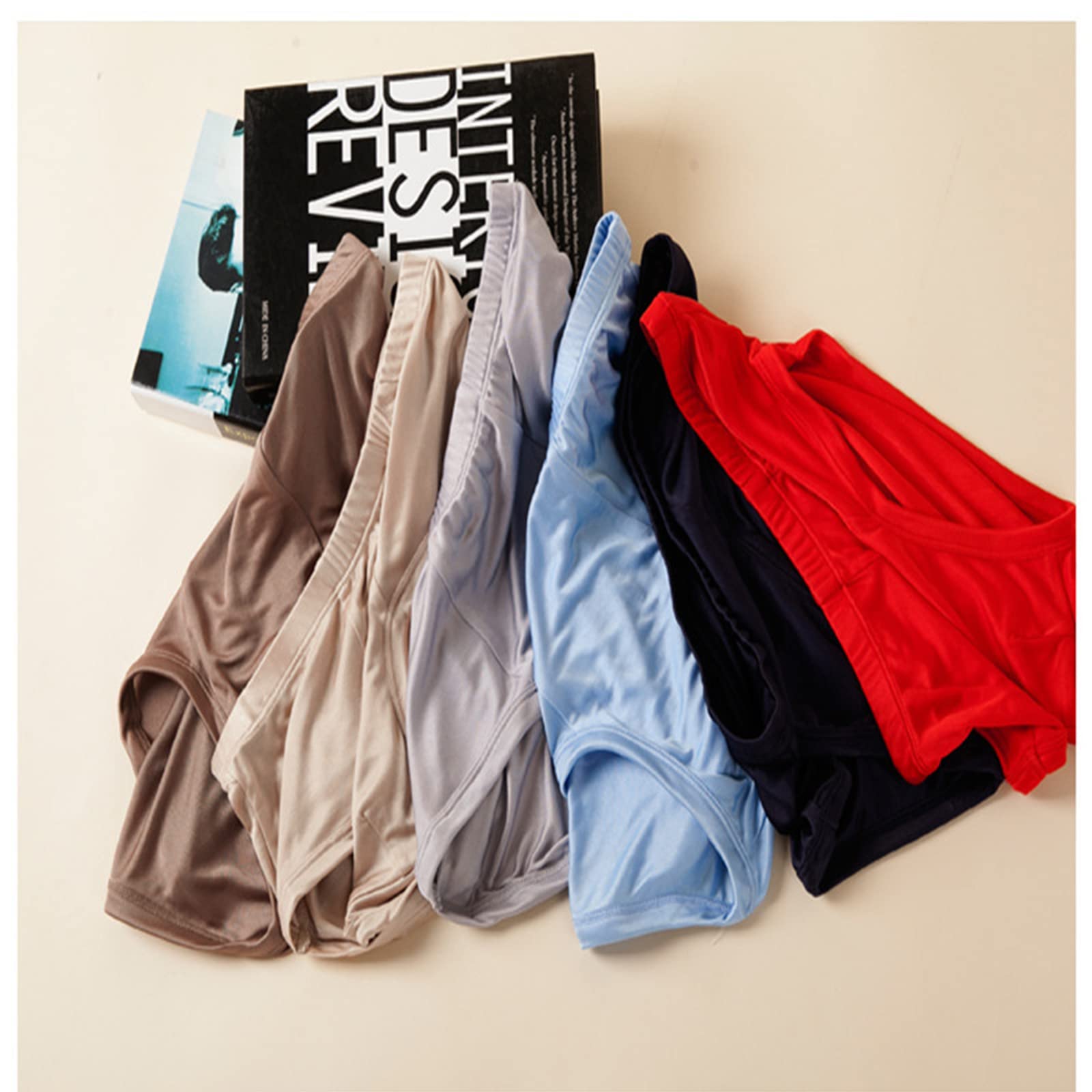 Ropa Interior de los Hombres de Seda de Morera, Suave Transpirable y cómodo Calzoncillos de satén de Lujo Boxer Bragas