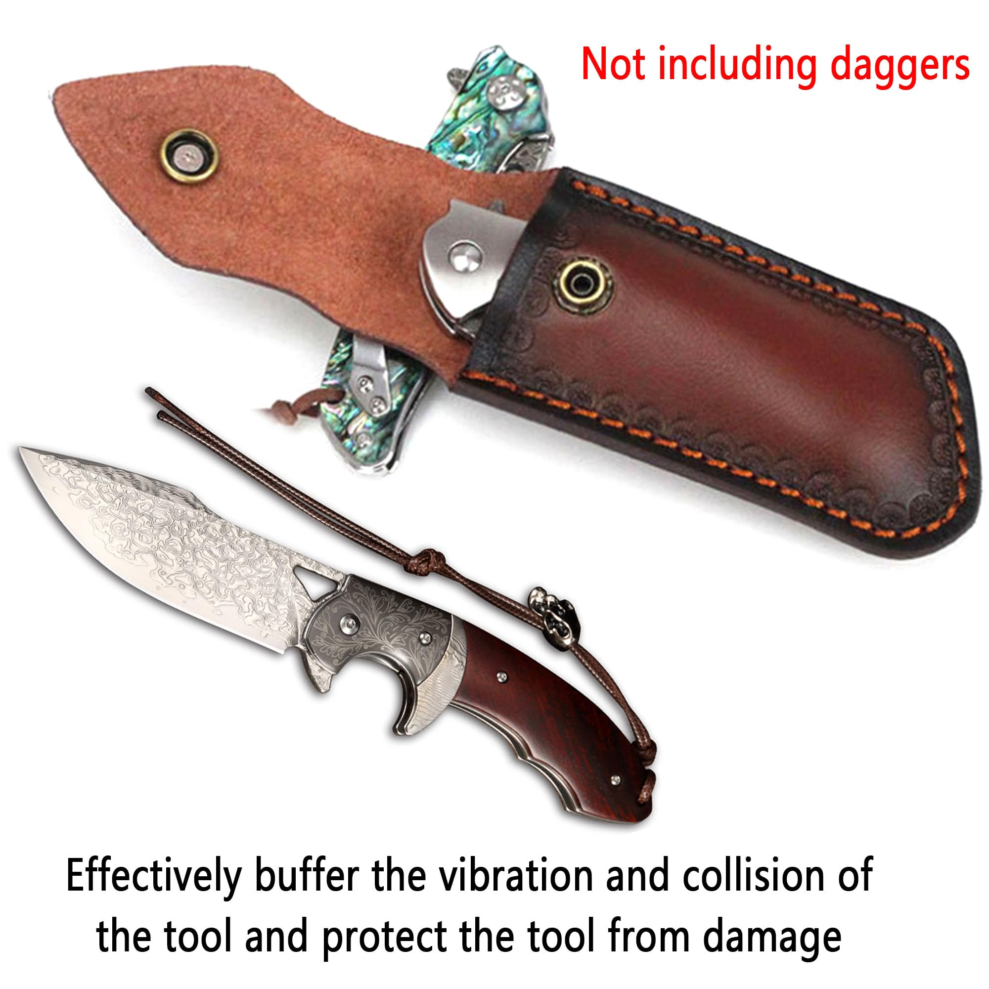 Fodero In Pelle Per Coltelli - Custodia Pieghevole Con Fibbia, Per Caccia E Campeggio