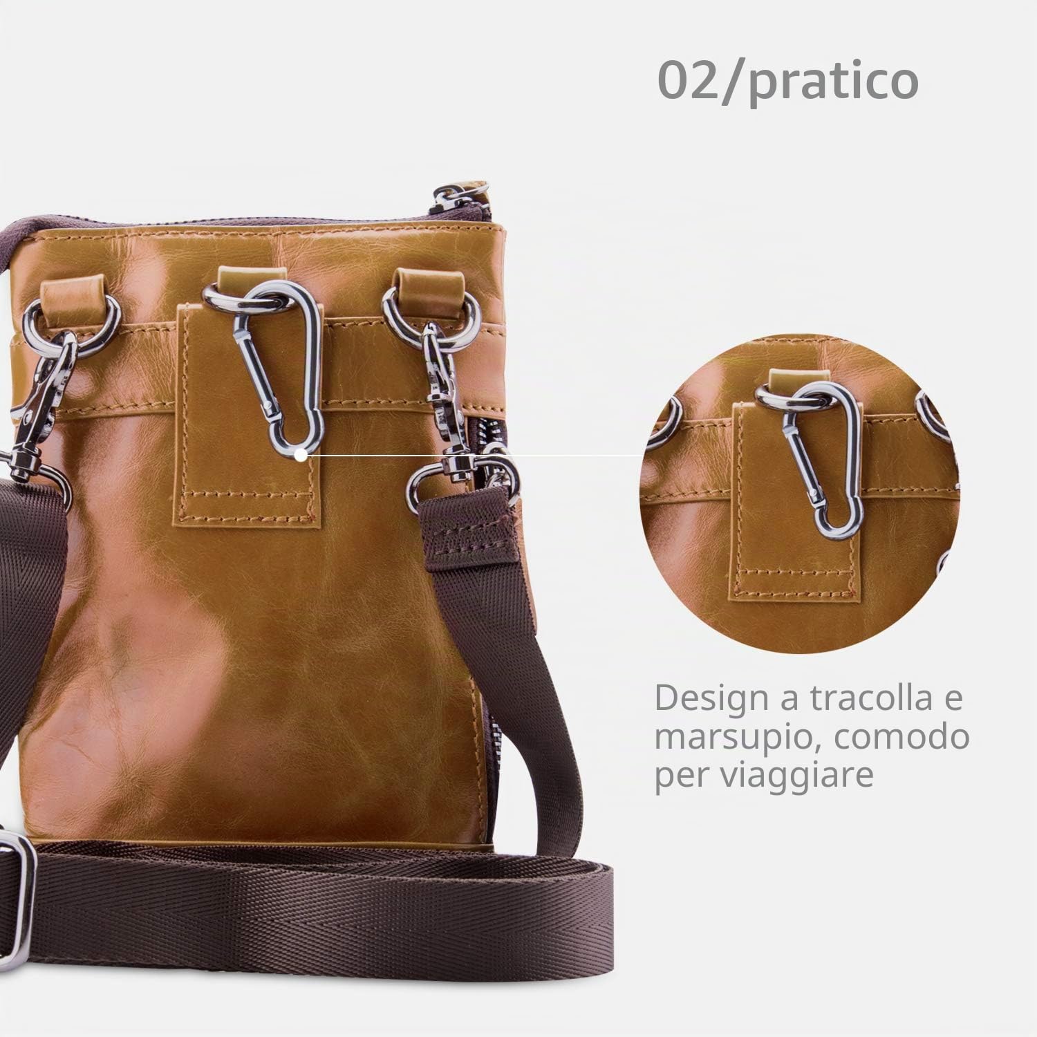 FANDARE Uomo Borsa a tracolla Marsupio Sportivo, Piccole Borse a spalla Marsupio Sportivo Impermeabile Messenger Bag, per Viaggi, Escursioni, Corsa, Tour in Bicicletta