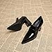 Spring 2025 New Pointed Toe Pumps High Heels Elegant Simple Fashion Women Shoes Black Lace Up Brogue British High Heel Chunky Heel Pumps Shoes 7912-1 (Black, Adult, Women's, 7, Digital, US Shoe System, Medium(Medium))