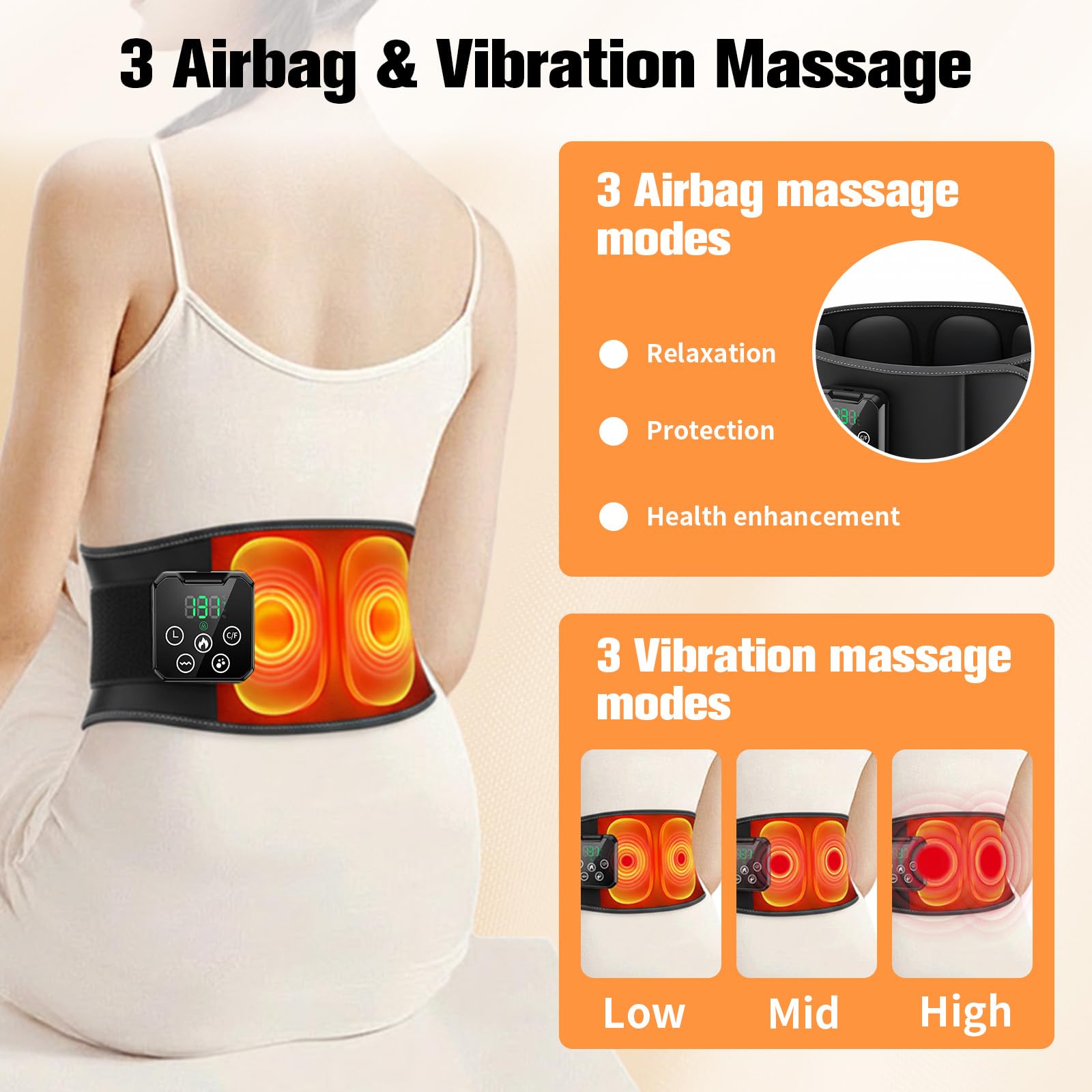 Elektrisch Beheizter Massagegürtel - Rückenwärmekissen, Beheizter Hüftgurt, 4 Heizstufen, 10 Timer-Einstellungen, Lindert Rücken- und Taillenschmerzen, Entspannende Muskeln, Geschenk für Männer und