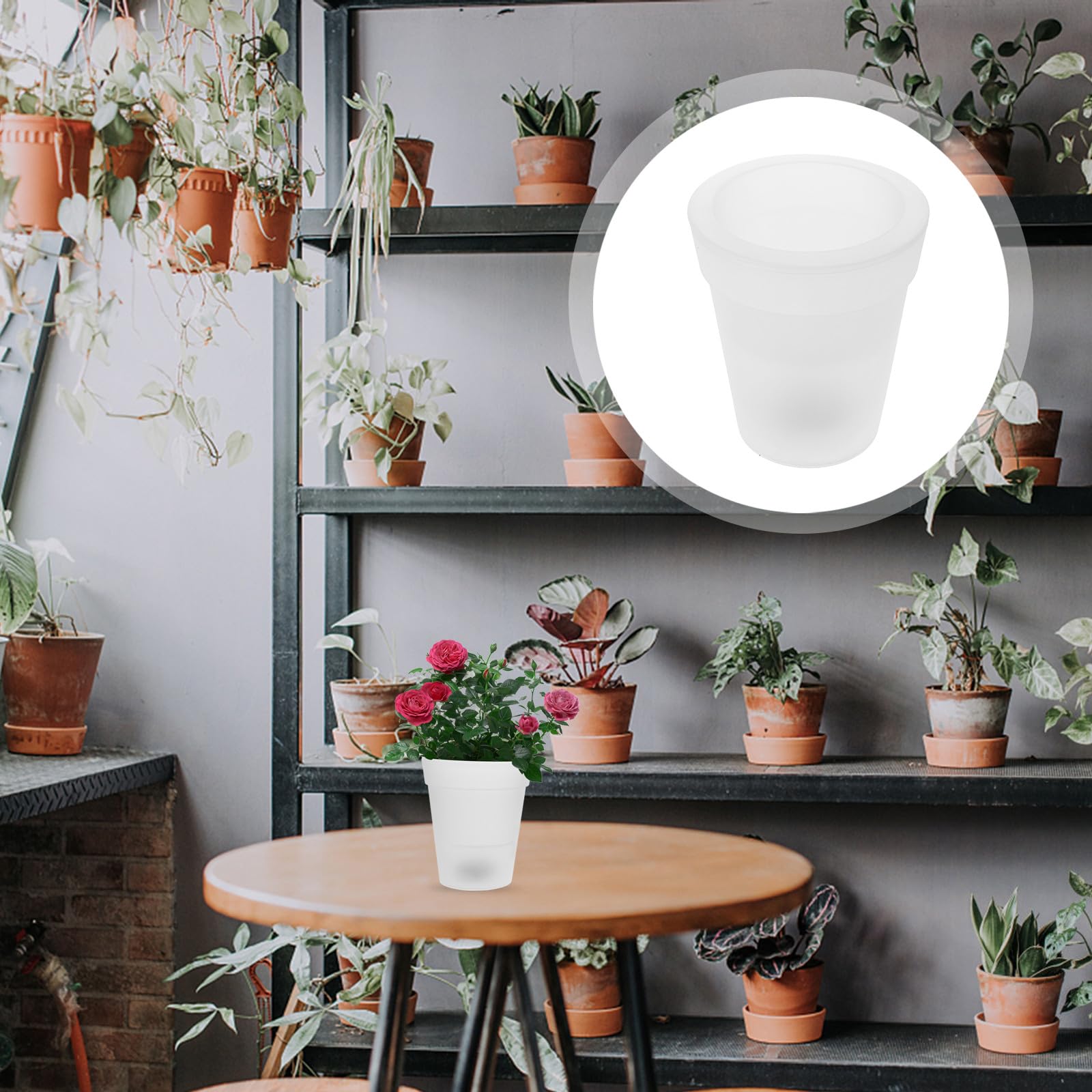 Vaso da Fiori Solare Luce LED Bianca, Resistente all'Acqua in ABS, Lampada Decorativa da Giardino Creativa per Esterni e Illuminazione Notturna Elegante