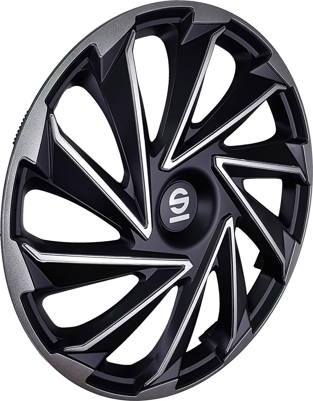 Sparco Ensemble de 4 Couvre-Roues de Voiture 15 Pouces Varese SPC1580SVBK Argent Noir