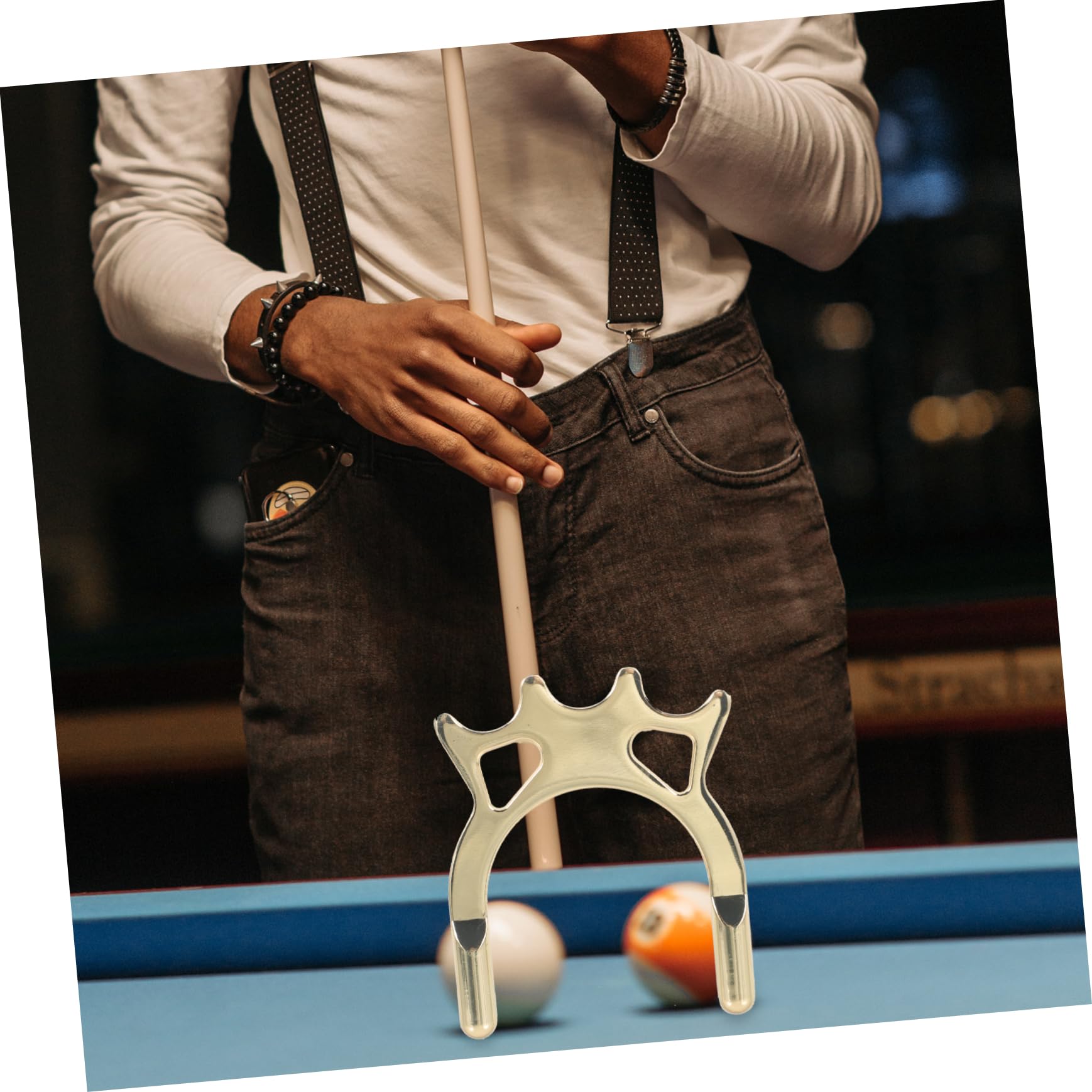 GRIRIW Bridge Metal Holder for Snooker Billiards Durable Pool Stick Accessory Height Position Lightweight Design for Pool Table Use