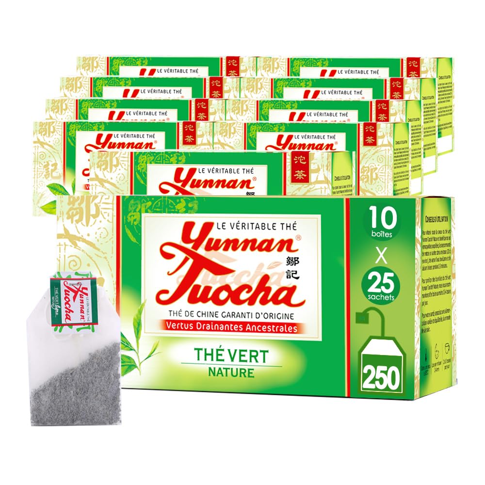 Yunnan tuocha Zouji naturalna zielona herbata organiczna - 250 torebek (zestaw 10 x 25 łyżek) - 500 g - oryginalne Yunnan