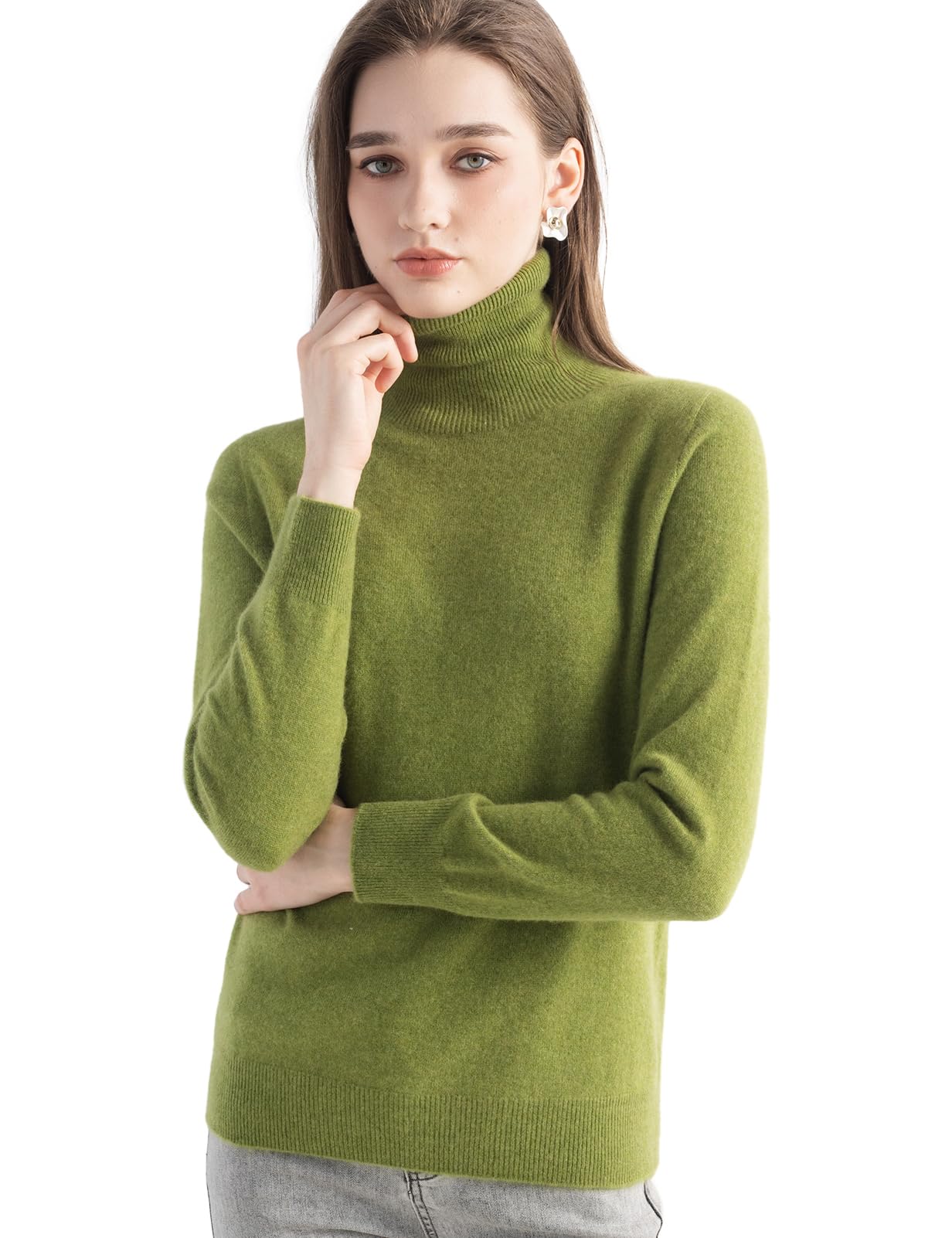 Chanyarn Damen Pullover aus 100% reinem Kaschmir Rollkragen Lange Ärmel warm weich 2025 Herbst/Winter Strickpullover