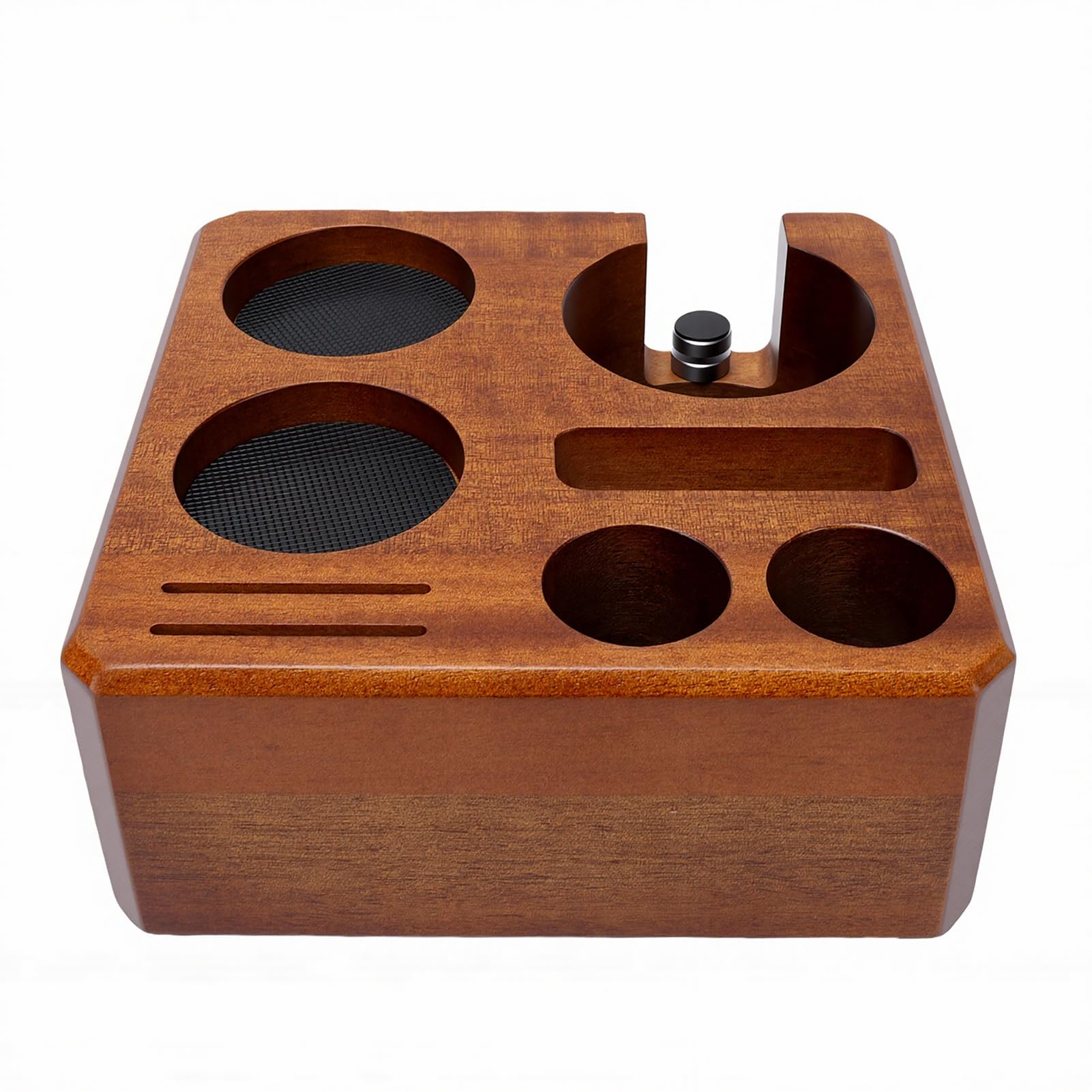 58-mm-Tampingstation, Walnuss-Kaffeezubehör-Organizer mit Tamper-Verteiler-Siebträgerhalter, für Barista-Werkzeuge