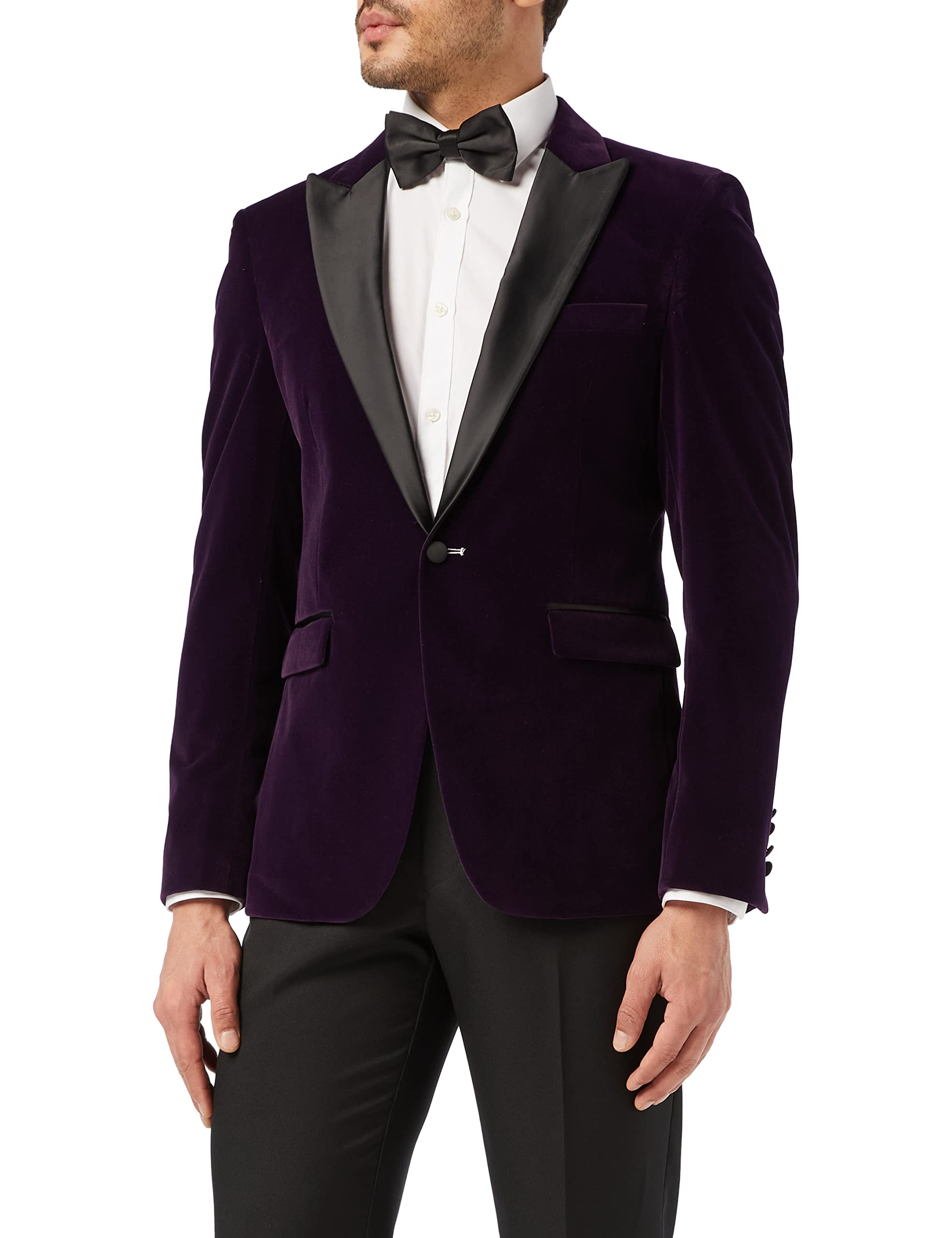 Xposed Men's Purple Velvet Tuxedo Dinner Jacket Retro Smoking Coat Formal Tailored Fit Blazer[Blz-Dinner-Ricky-,,Chest Uk 42 Eu 52]