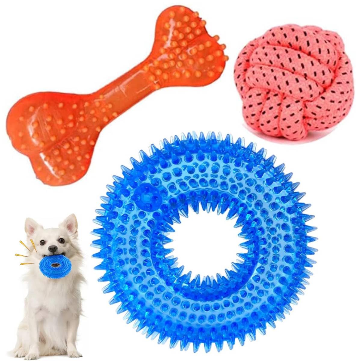 See full amazon price history chart for PETZLUV Dog Squeaky Toys Set Non-Toxic Spike Ring Shape Teething Toys + Rope Cotton Ball + Rubber Bone for Puppy Aggressive Chewers Small & Medium Breed – Pack of 3 PETZLUV Dog Squeaky Toys Set Non-Toxic Spike Ring Shape Teething Toys + Rope Cotton Ball + Rubber Bone for Puppy Aggressive Chewers Small & Medium Breed – Pack of 3 (B0CPSSD8QB) Amazon Price History, Amazon Price Tracker